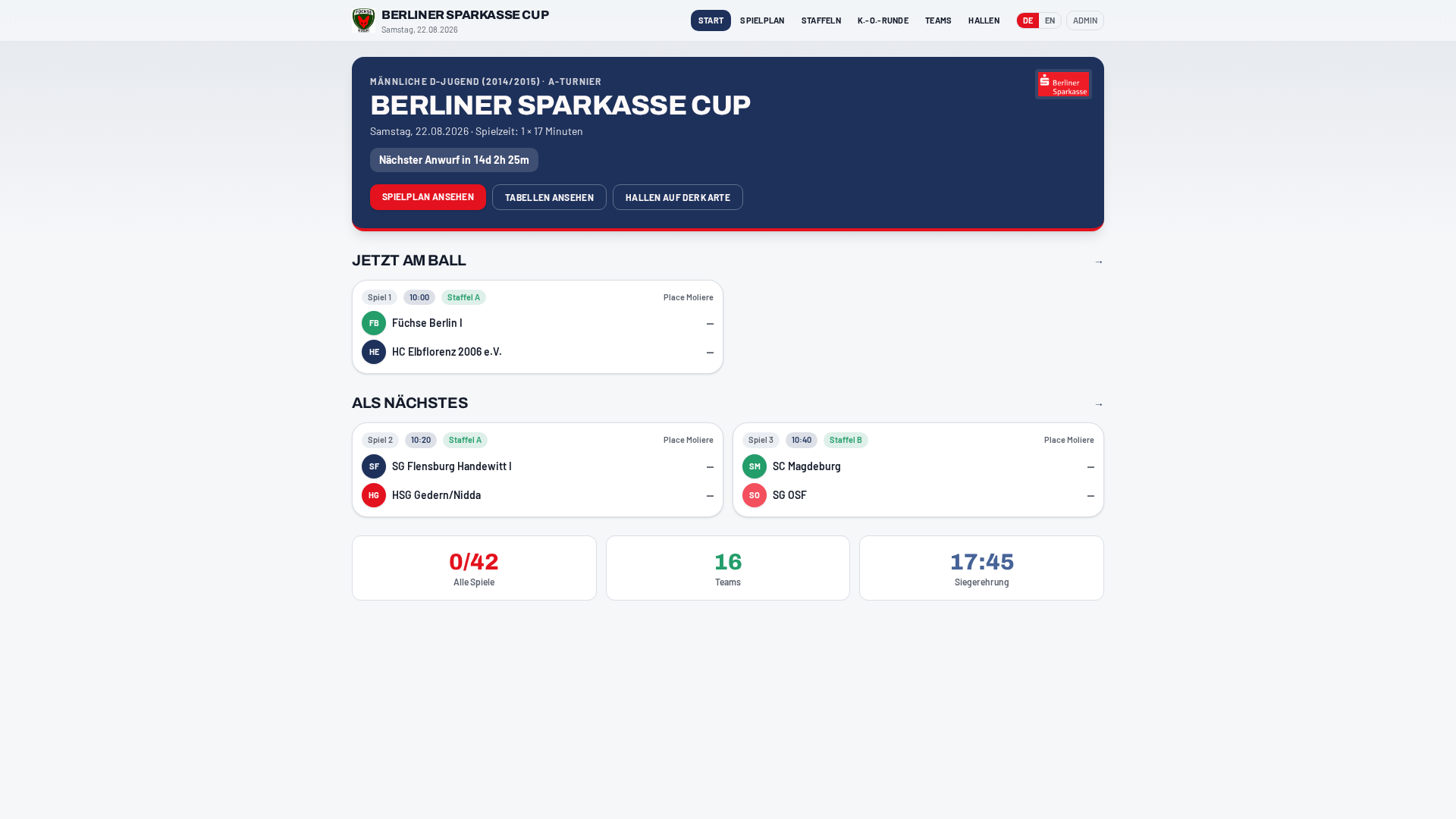 Screenshot of Füchse Berliner Sparkasse Cup 2026, an experimental app by Makedonka Stamatova