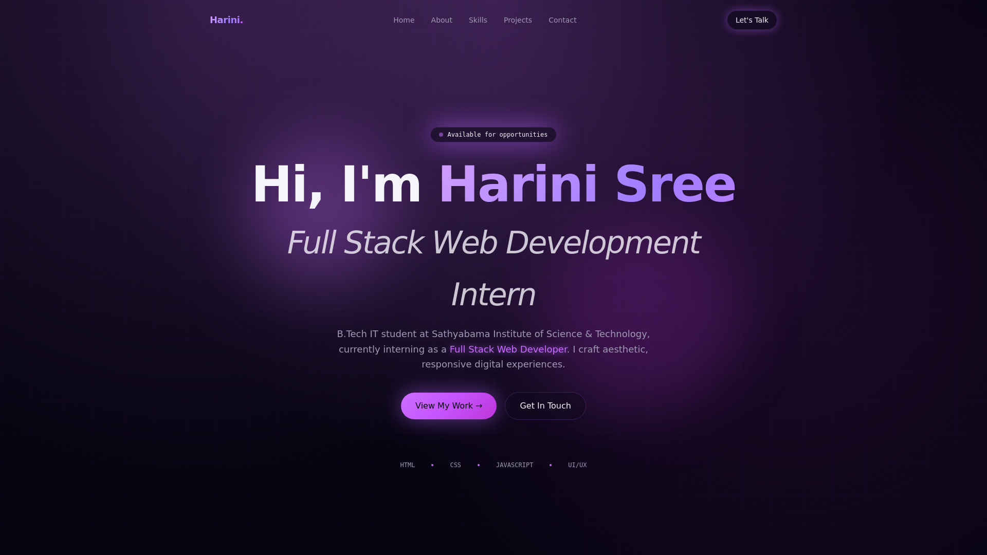 Harini Sree — Aspiring Software Developer