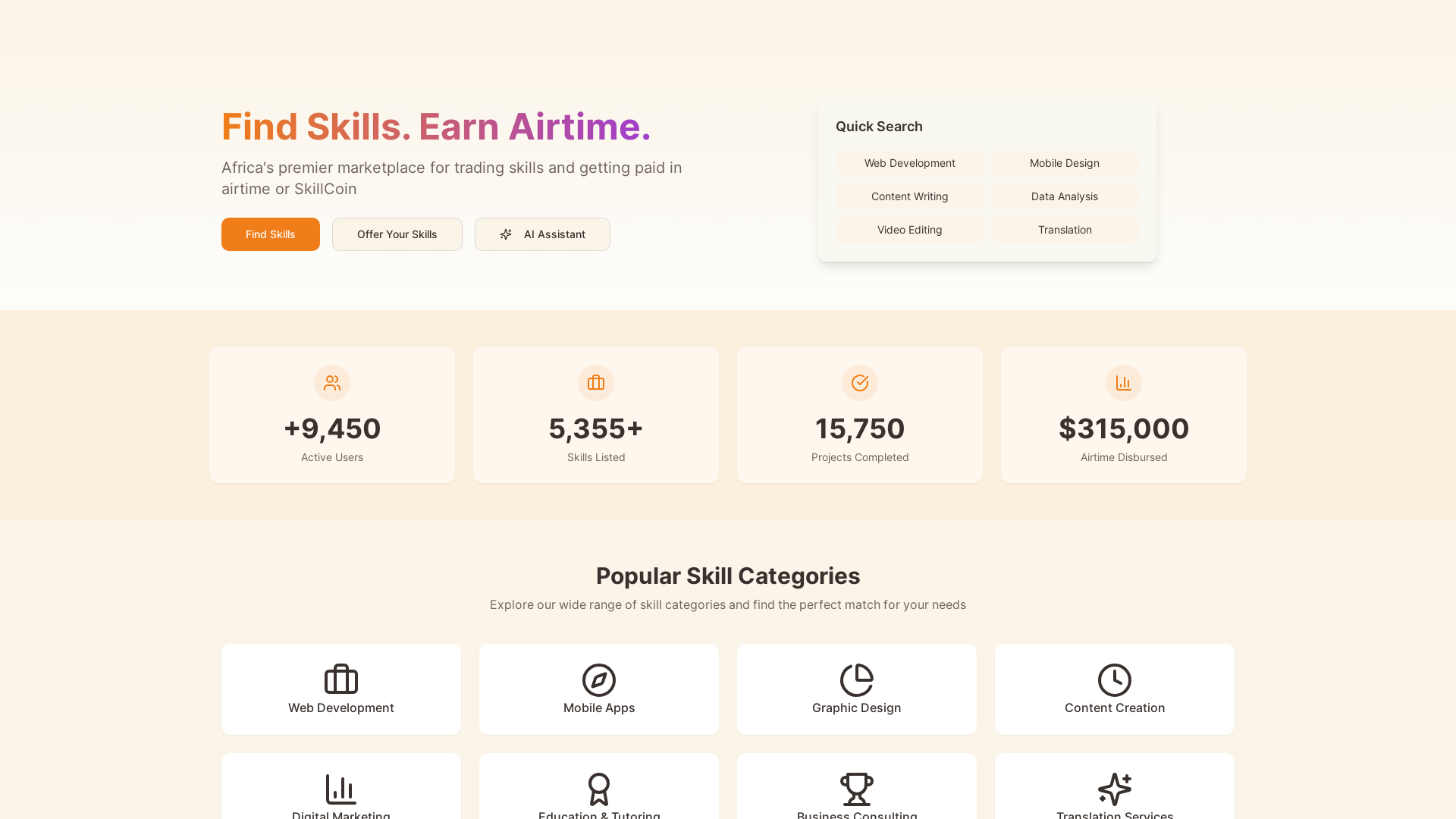 Smart Skill-for-airtime Marketplace Solution