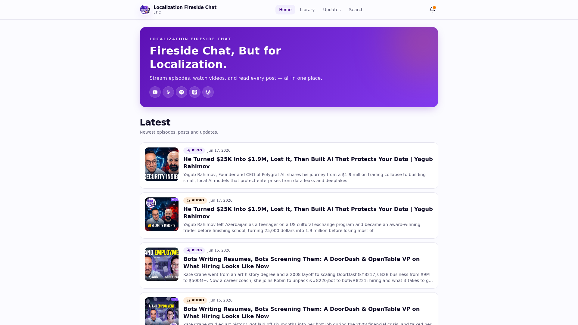 Localization Fireside Chat — Home