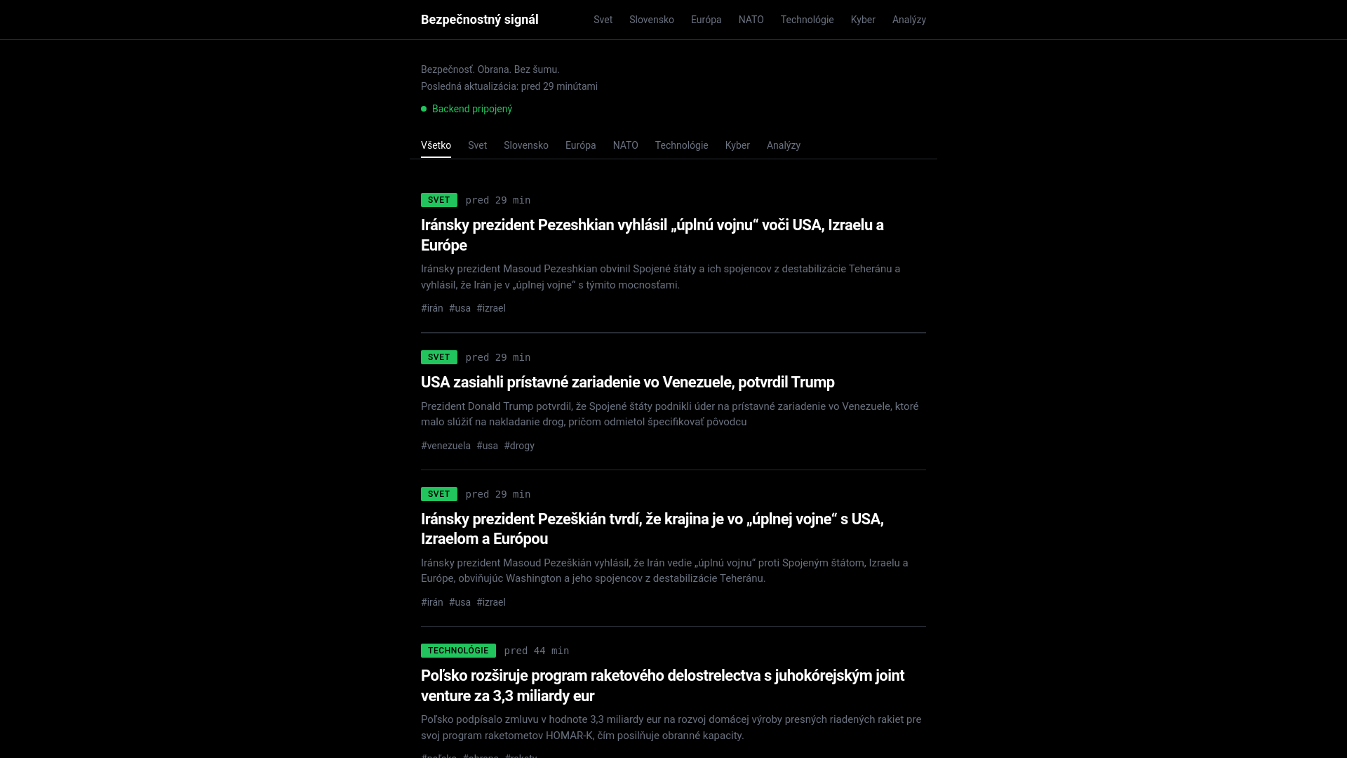 Bezpečnostný signál | Správy o bezpečnosti a obrane