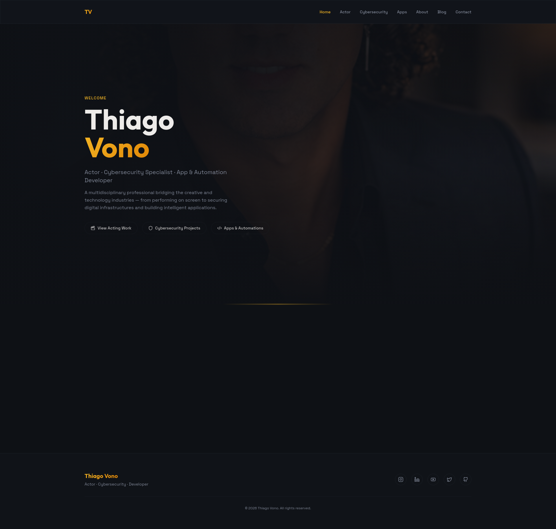 Thiago Vono — Actor | Cybersecurity Specialist | App Developer