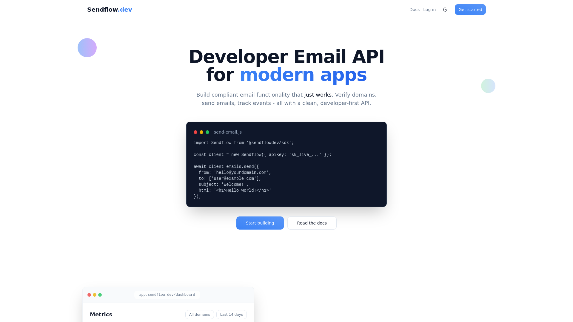 Sendflow.dev - Developer Email API
