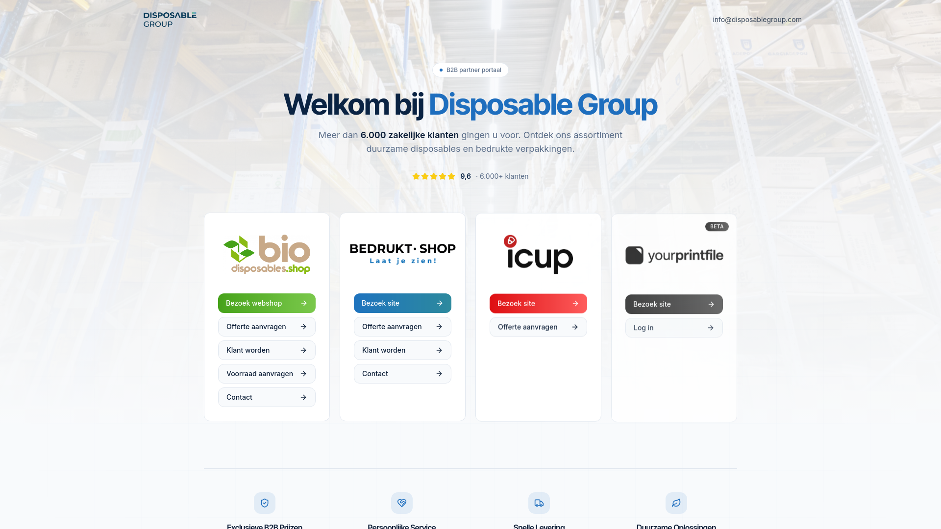 Disposable Discounter Inloggen Disposable Group - B2B Partner Portal