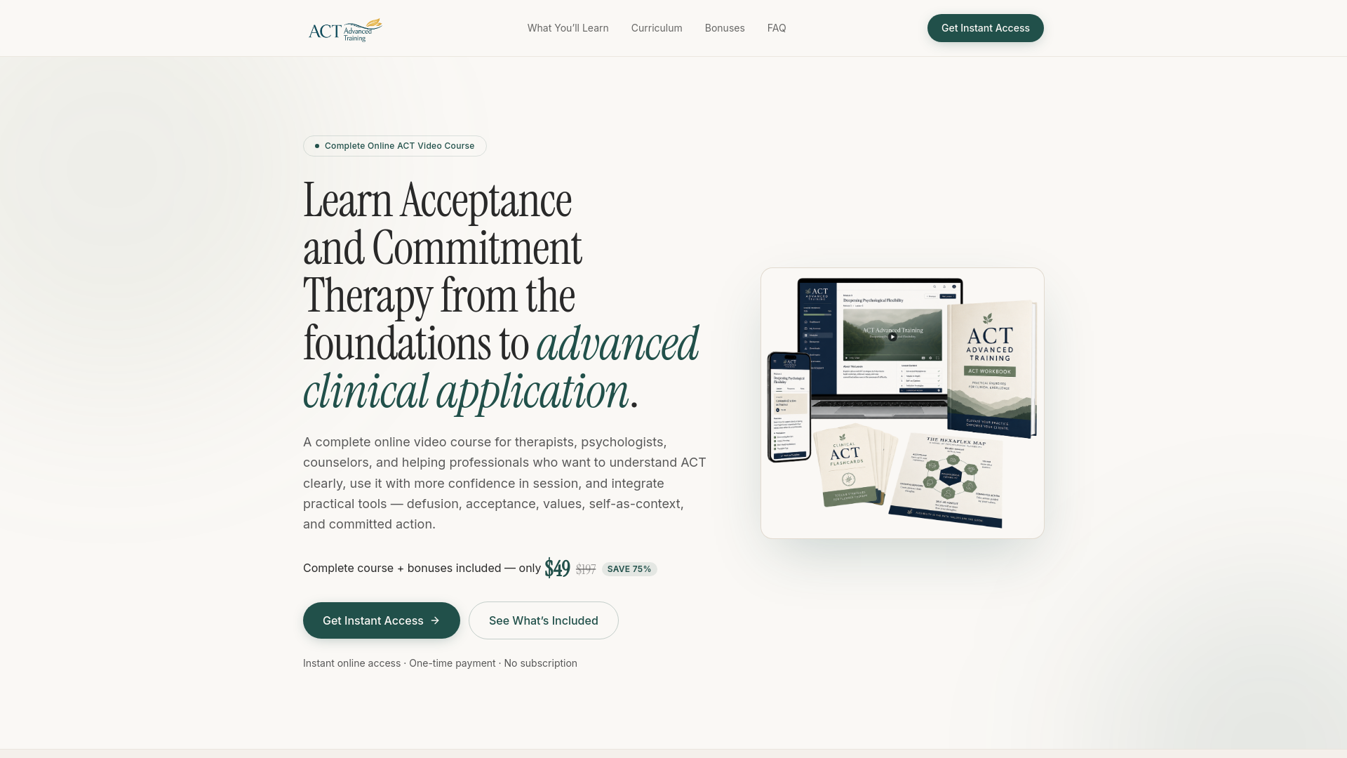 ACT Advanced Training — Complete Online ACT Course for Therapists ($49)