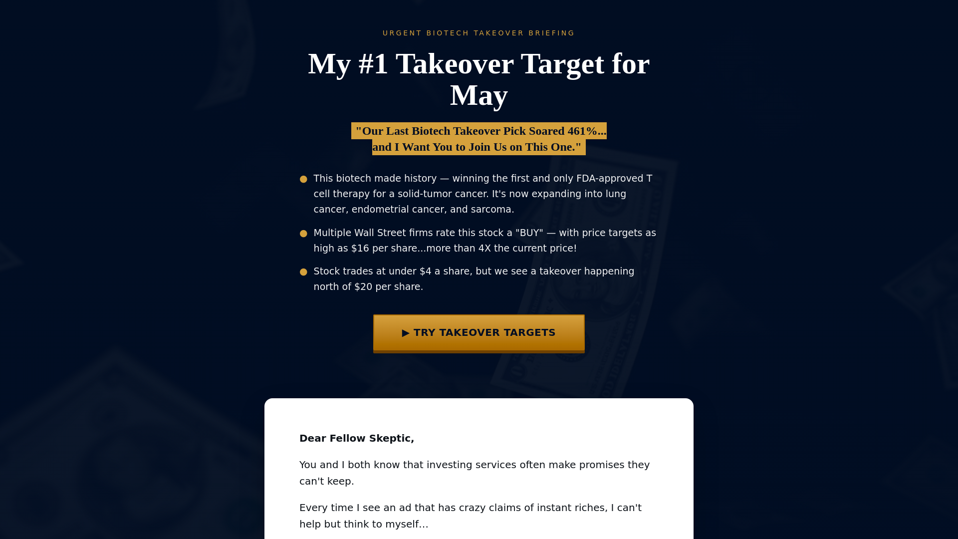 Takeover Target Secure Your Spot — Takeover Targets