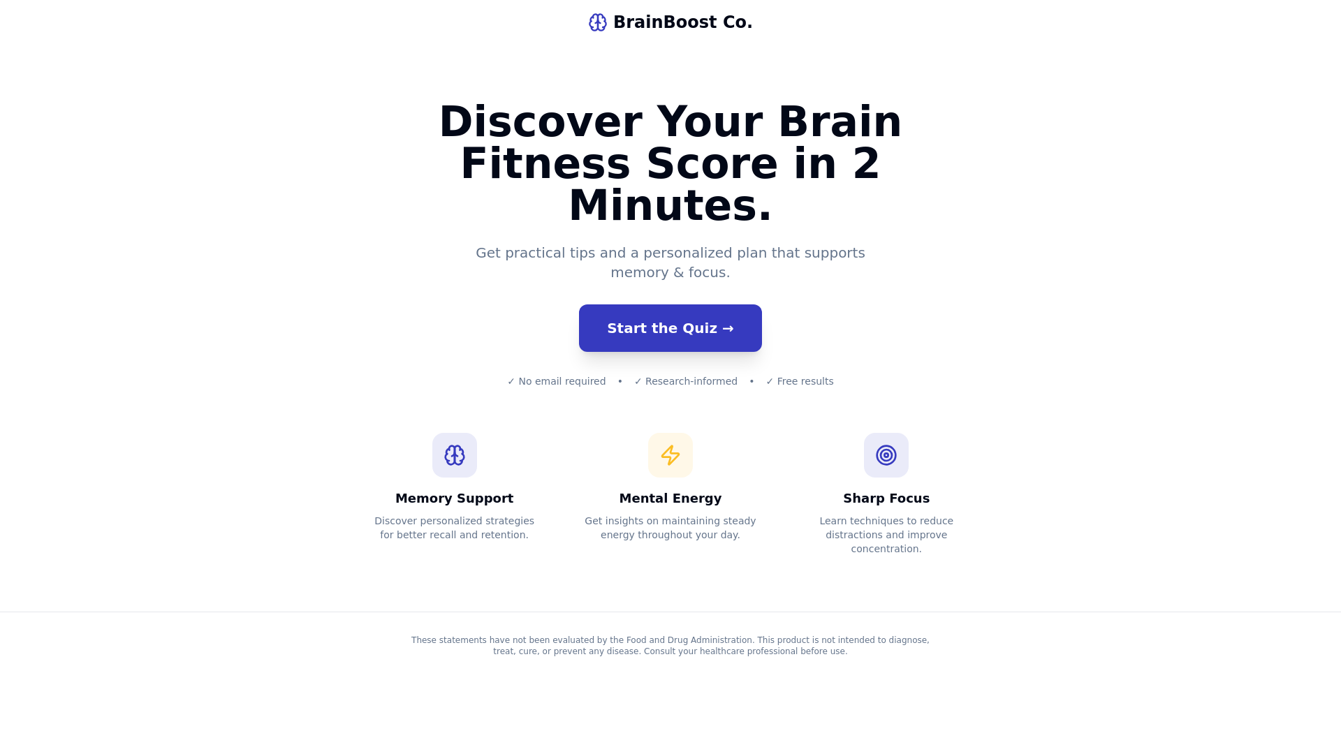 BrainBoost Co. - Discover Your Brain Fitness Score