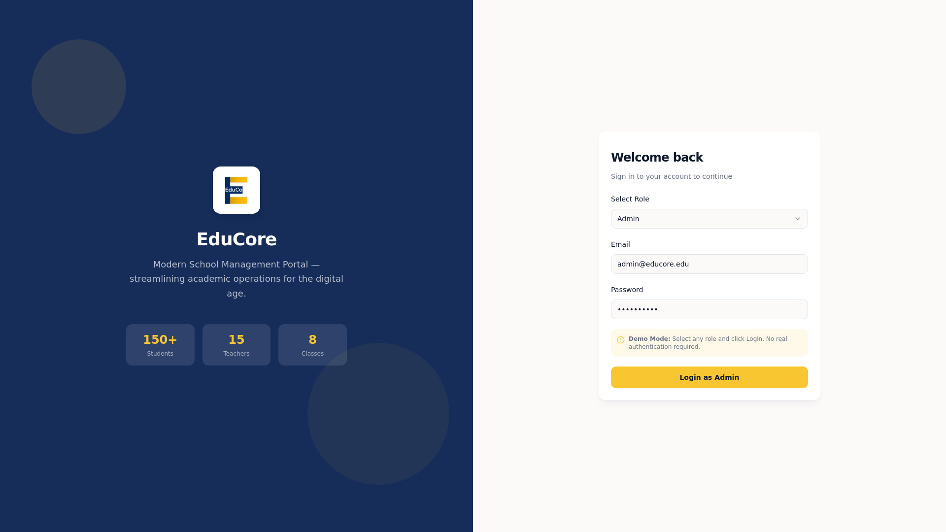 EduCore — School Management Portal