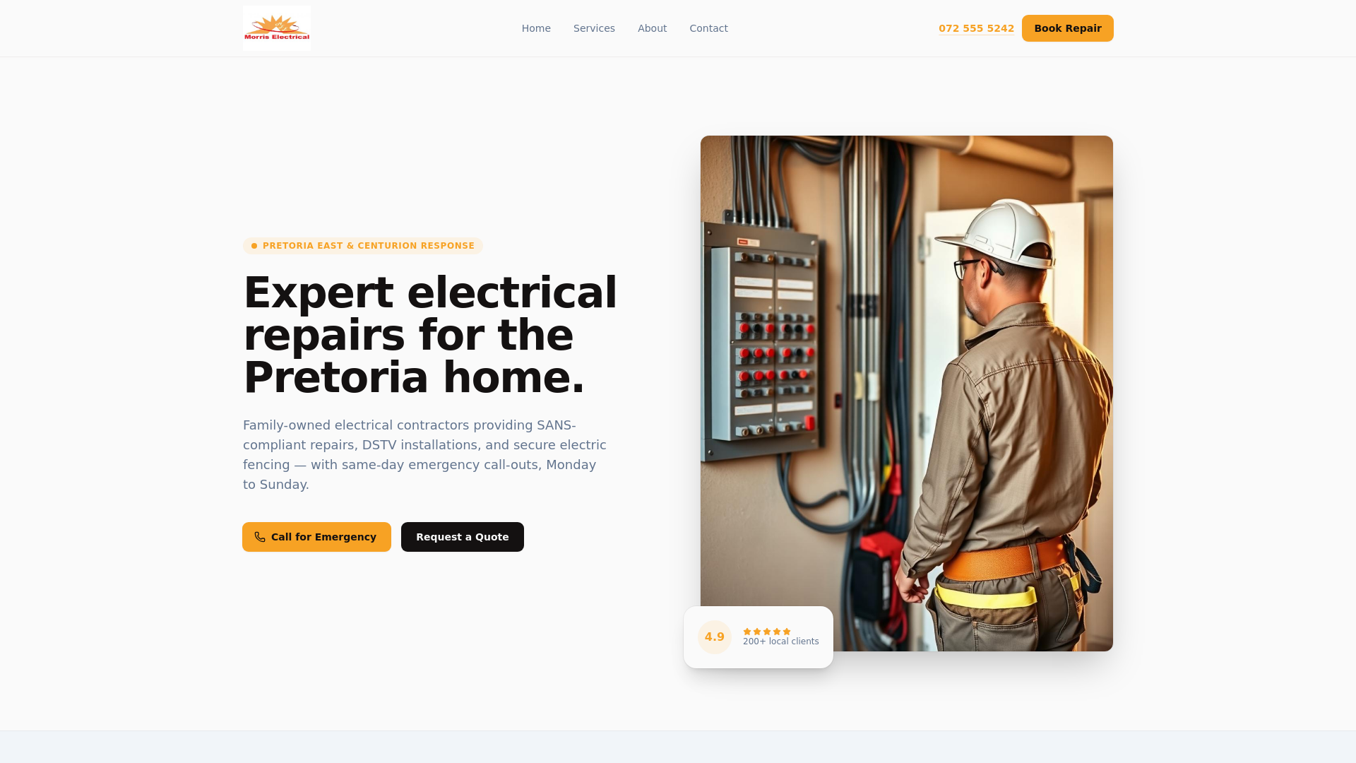 Morris Electrical — Pretoria Electricians, DSTV & Electric Fencing