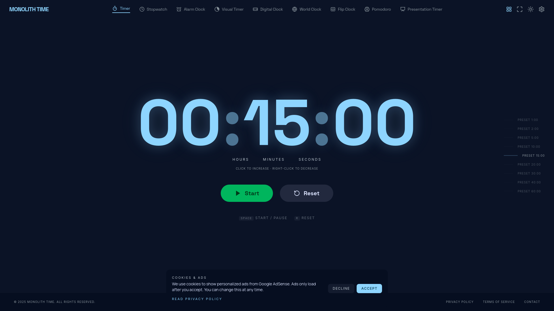 Monolith | Countdown Timer — Ad-Free in Fullscreen