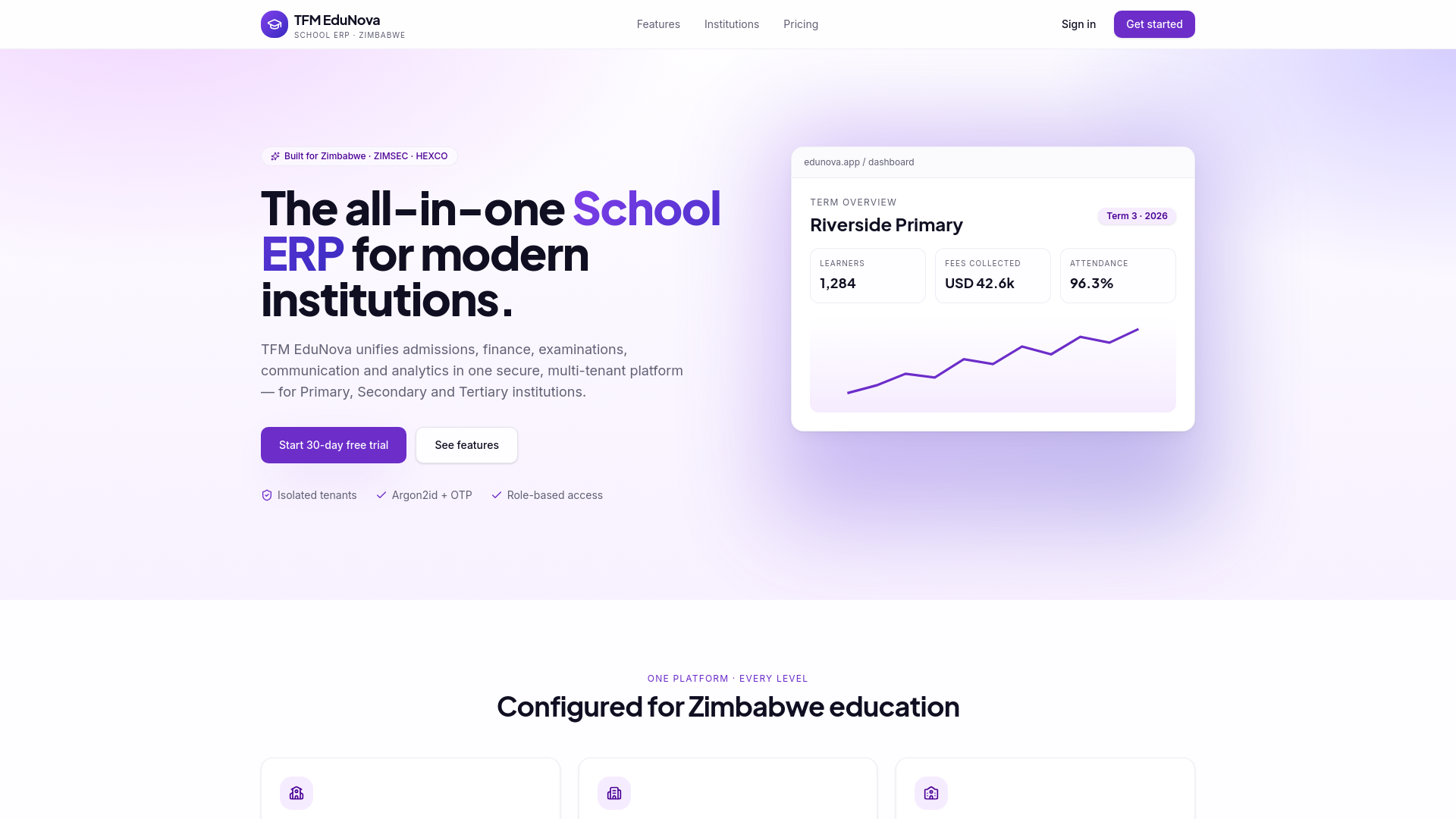 TFM EduNova — AI-powered School ERP for Zimbabwe