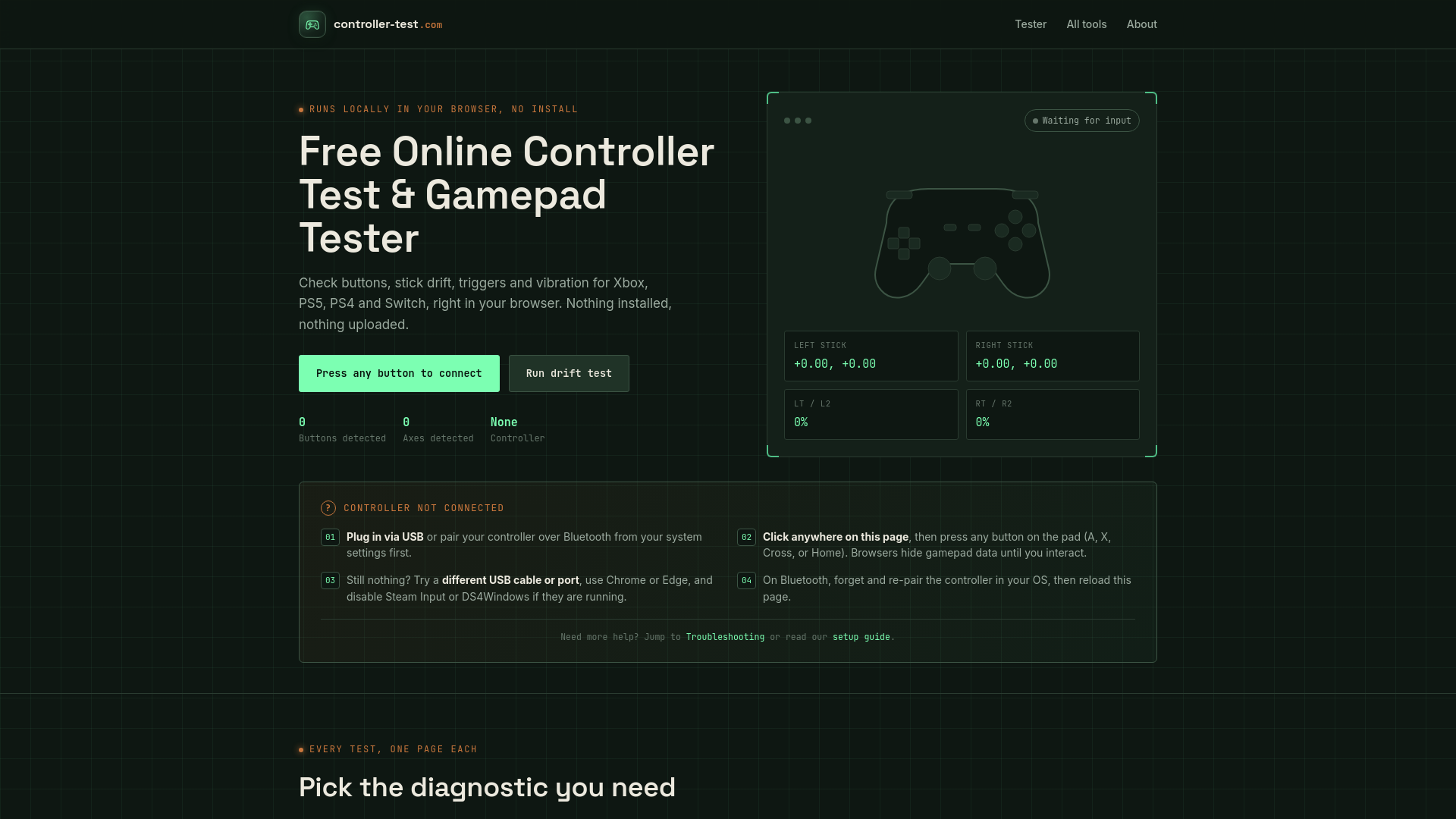 Switch Pro Controller Test: Check Buttons, Sticks & HD Rumble