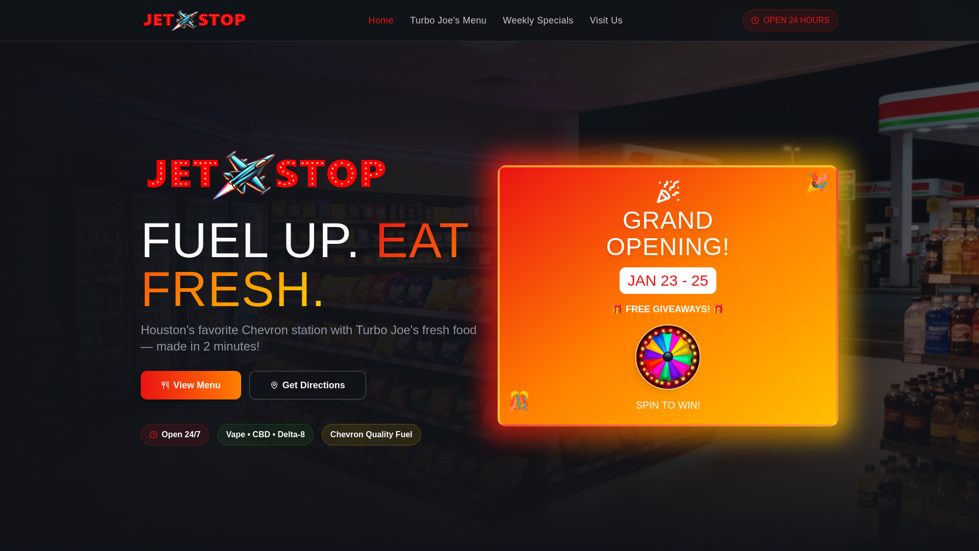 Jet Stop String Jet Stop - Houston's 24/7 Gas Station & Fresh Food | Turbo Joe's
