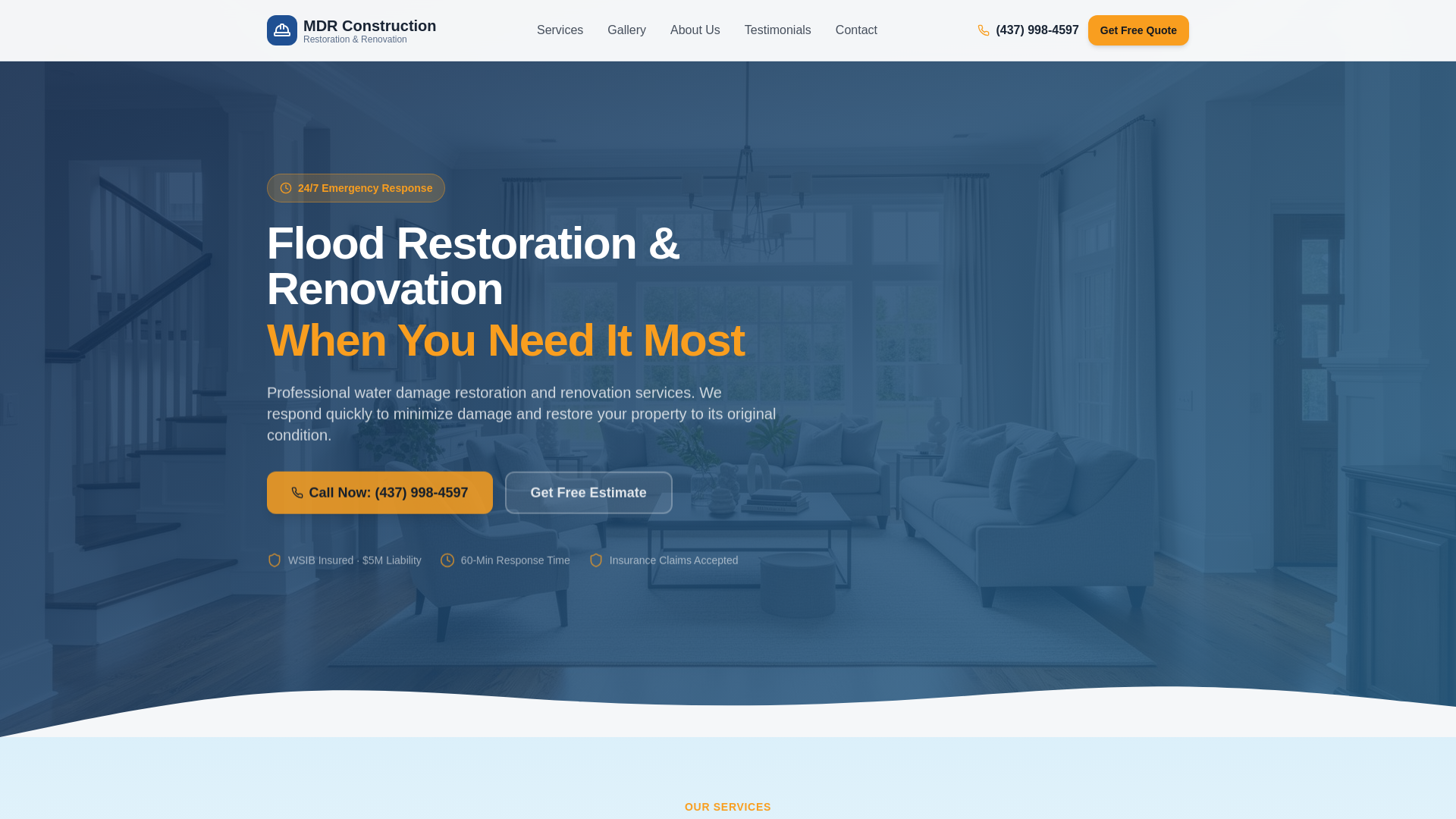 MDR Construction | 24/7 Emergency Water Damage Restoration & Renovation