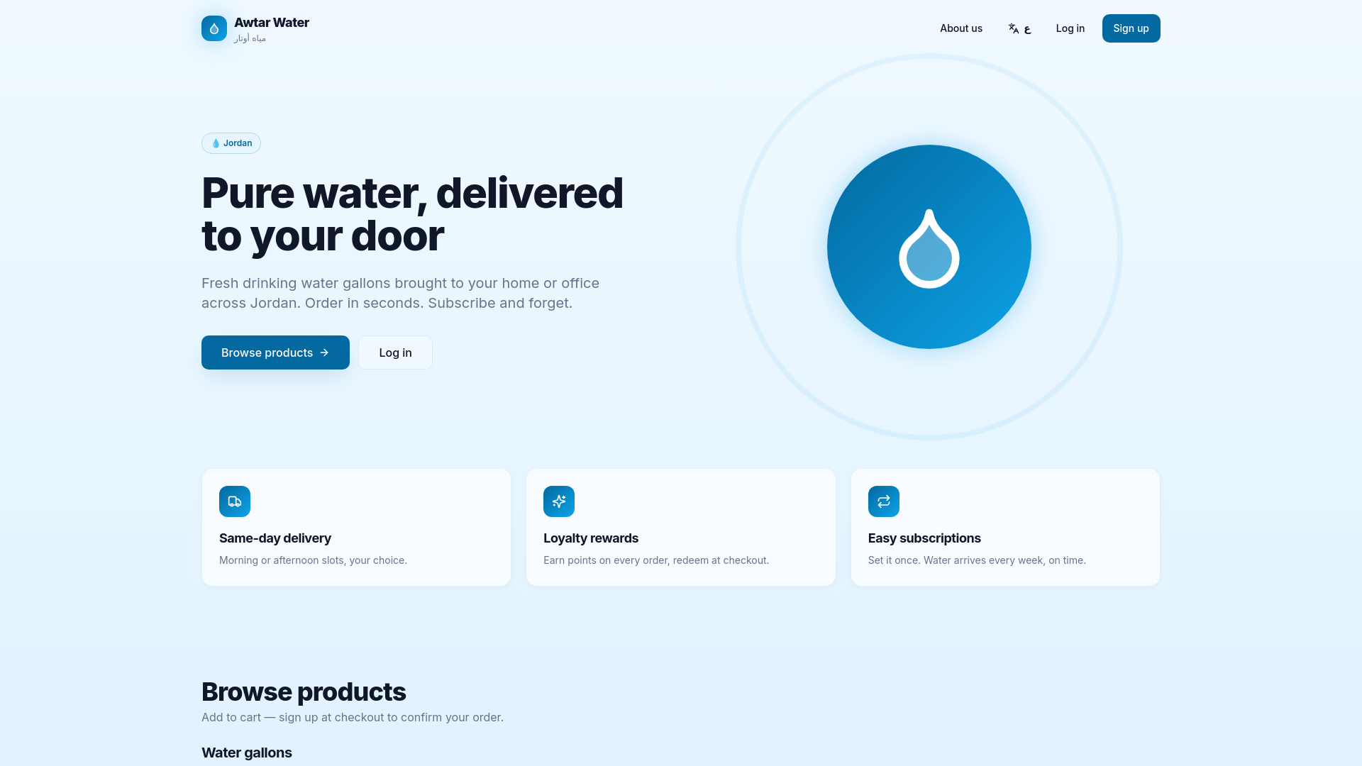 Awtar Water — Pure water, delivered to your door