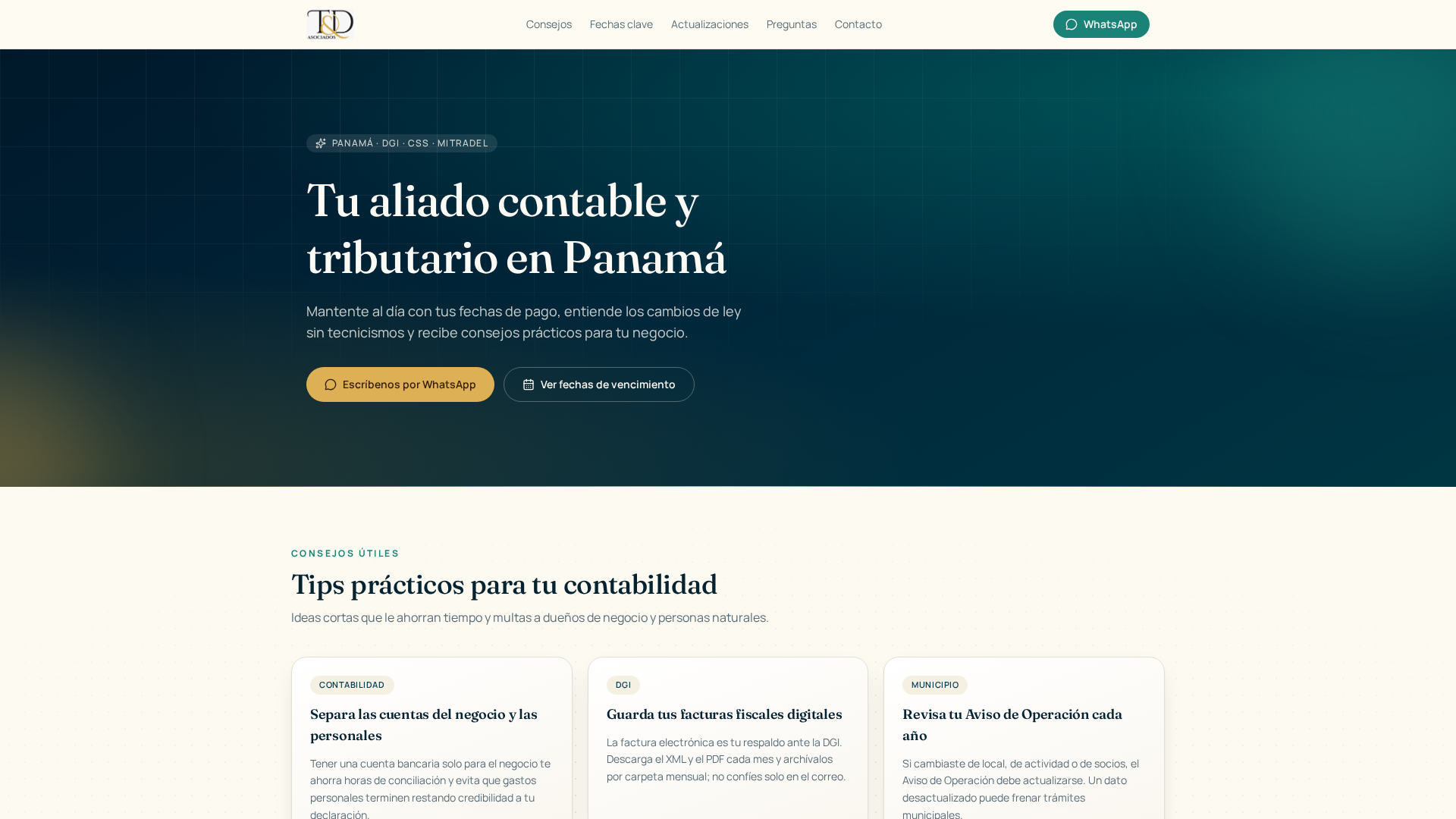 Fyscal Calendario fiscal y contable Panamá | T&D Asociados