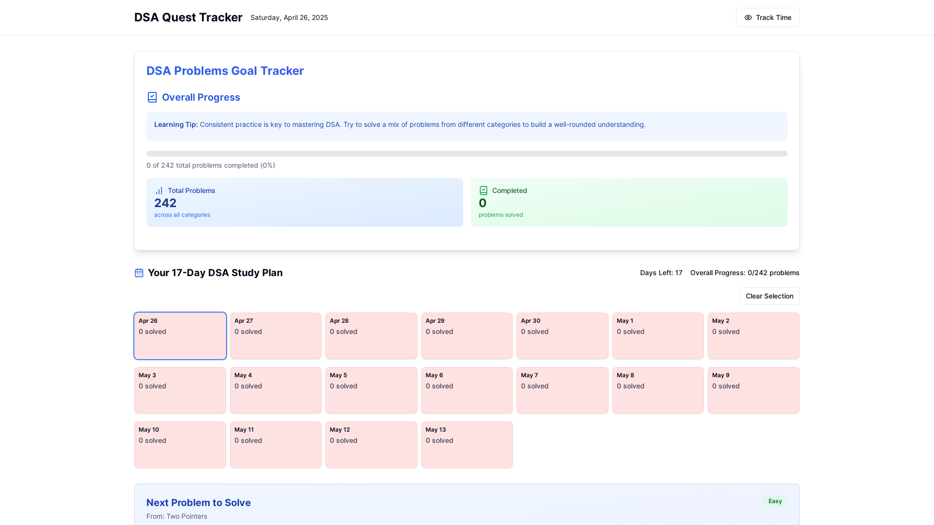Modern Dsa Tracker & Timer Platform