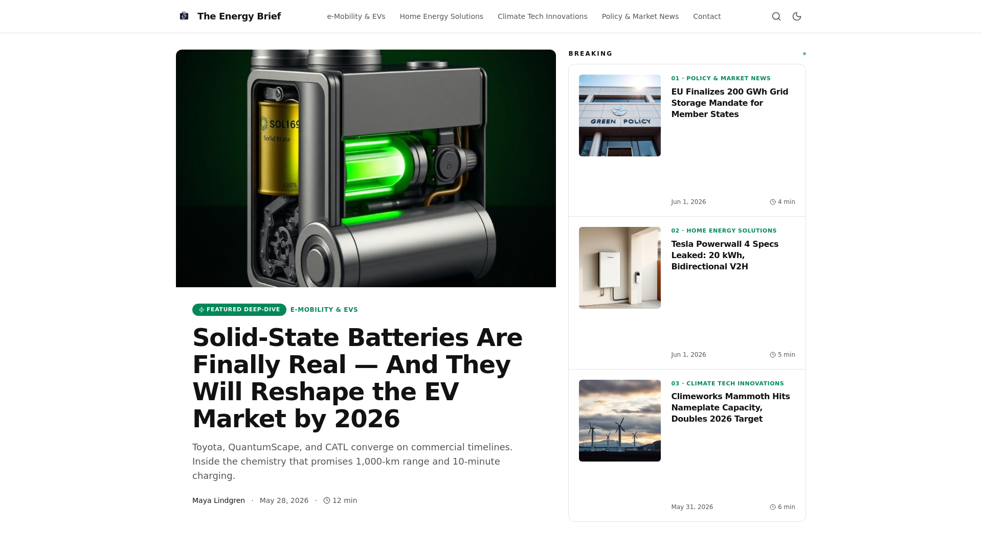 Classified: Solid-State EV Batteries—Factory Timelines from The Energy Brief