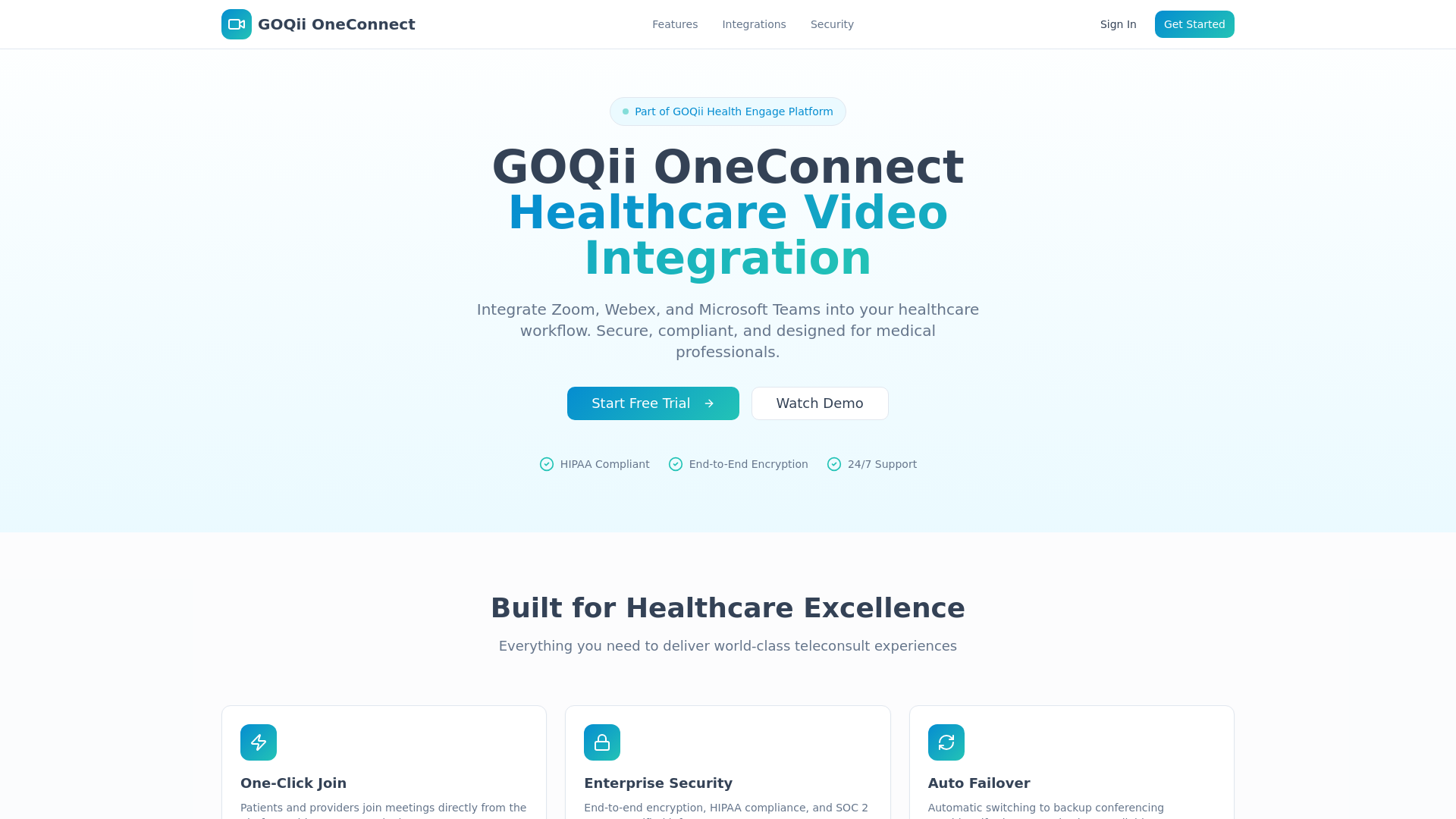 GOQii OneConnect - Healthcare Video Conferencing Integration