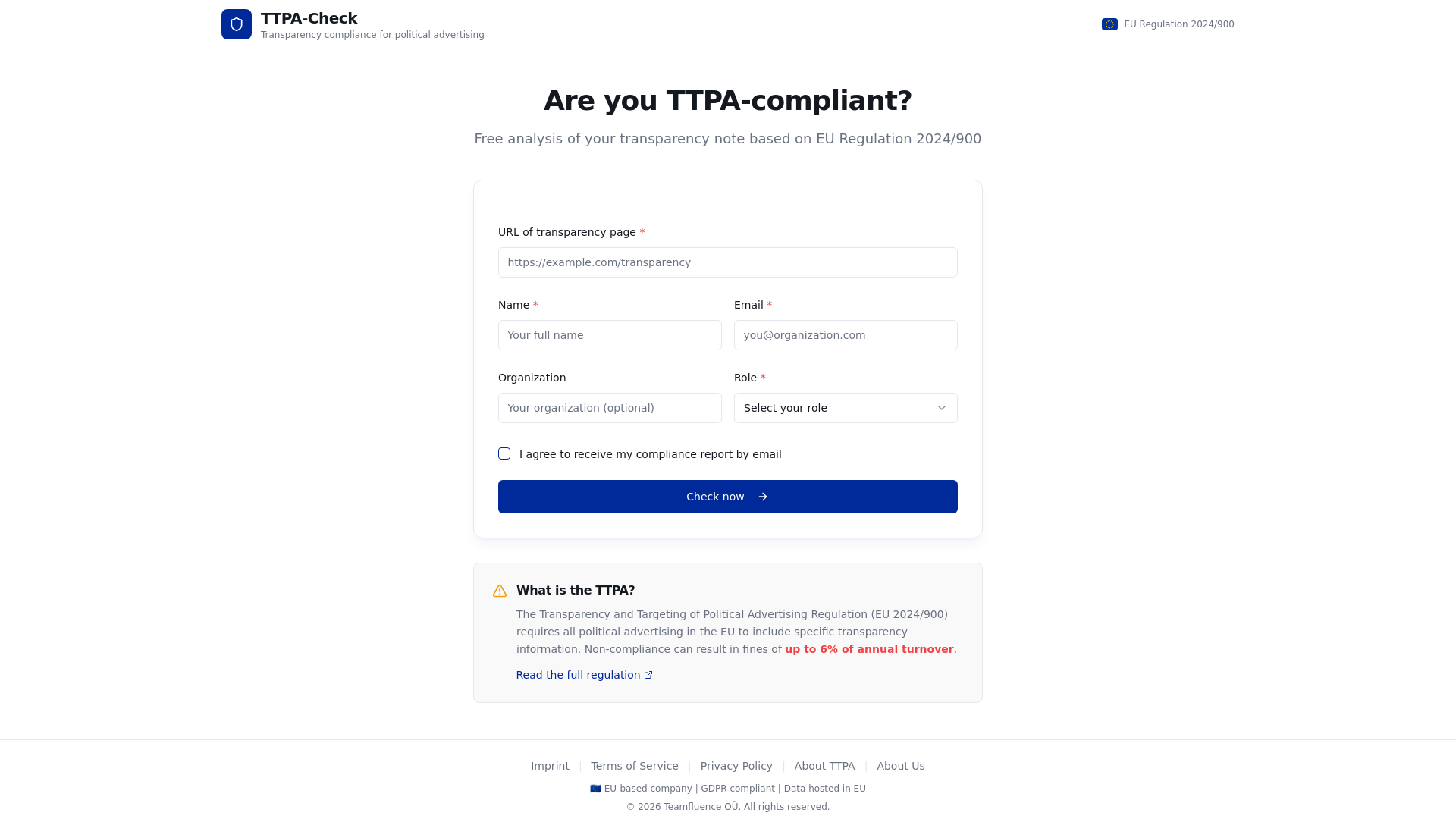 TTPA-Check | Transparency compliance for political advertising
