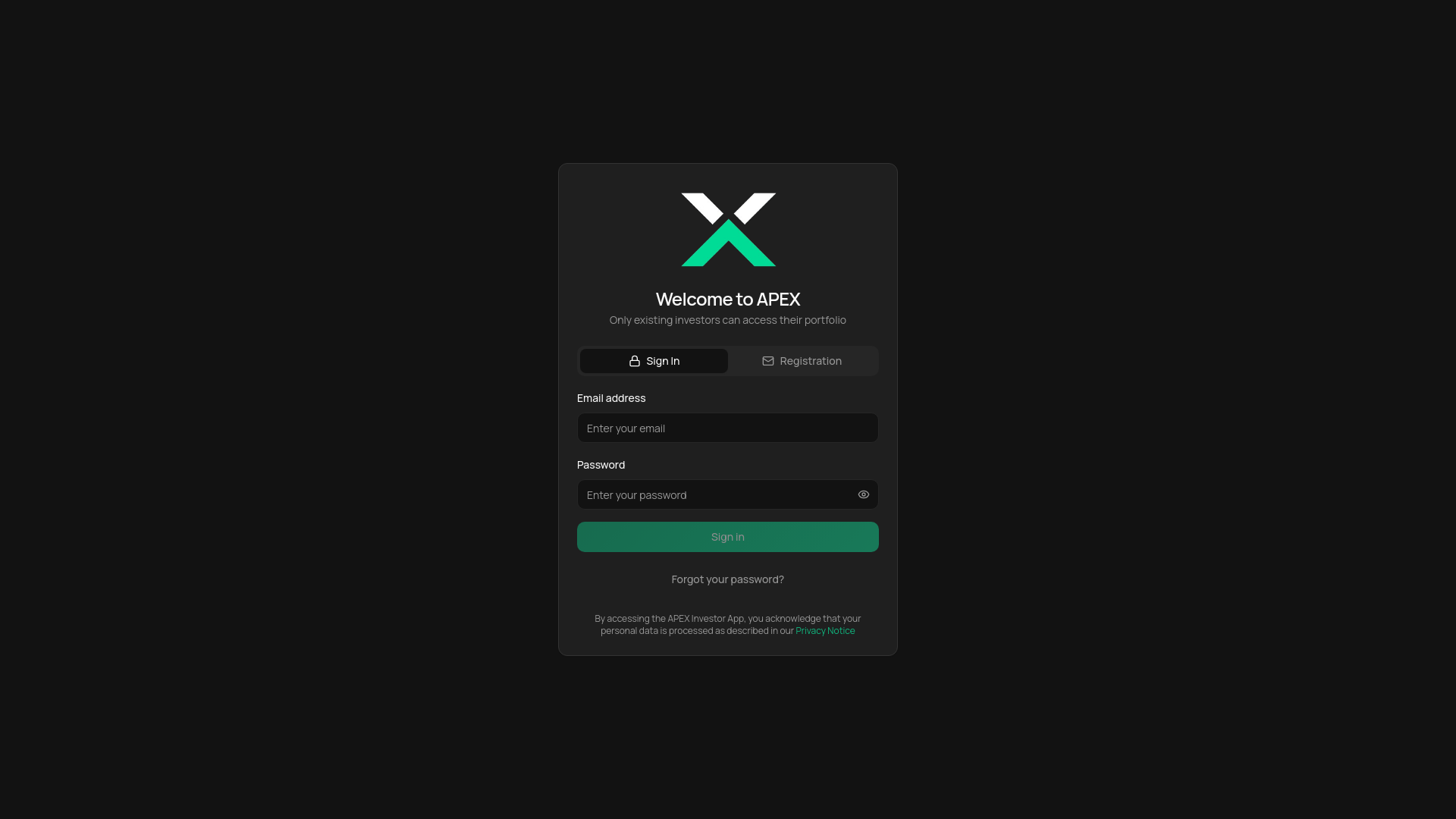 Apex App Interface APEX App