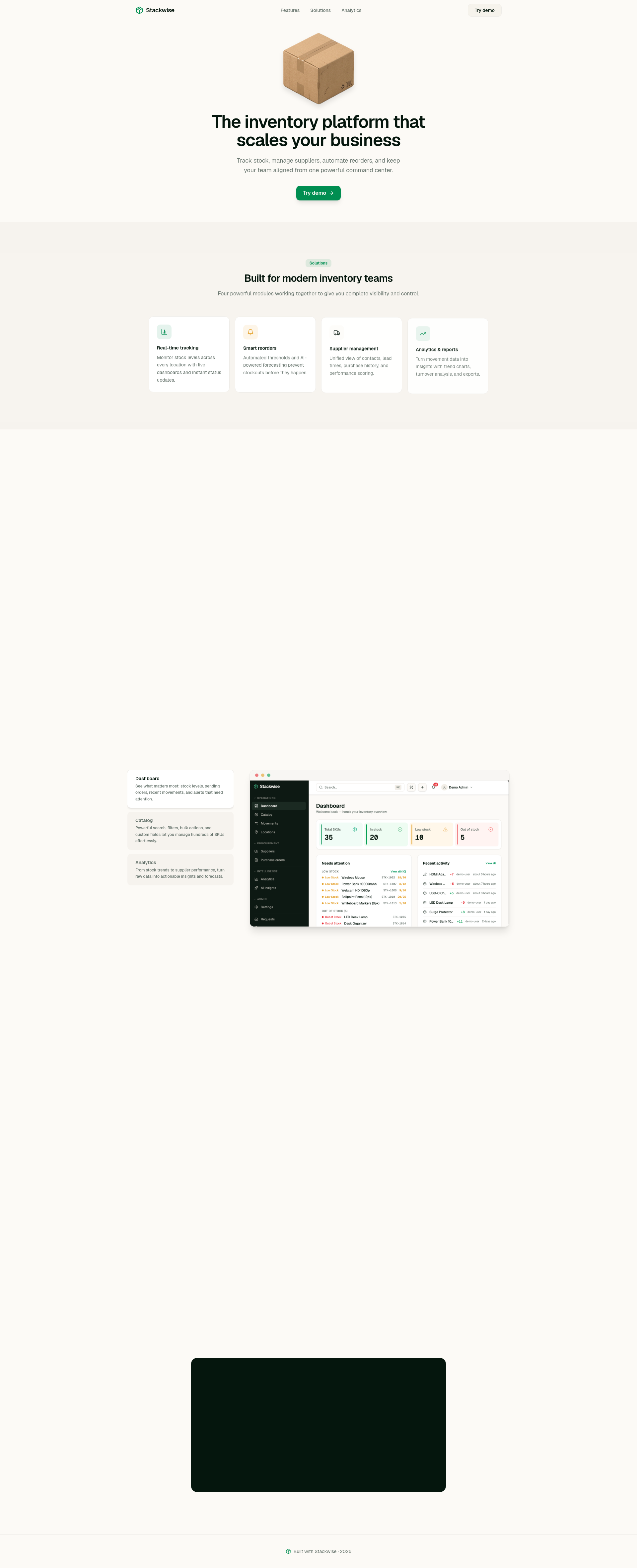 Native Inventory Stackwise.ai — AI-powered inventory command center
