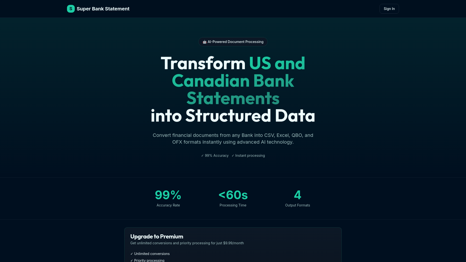 Super Bank Statement - AI-Powered Bank Statement Converter