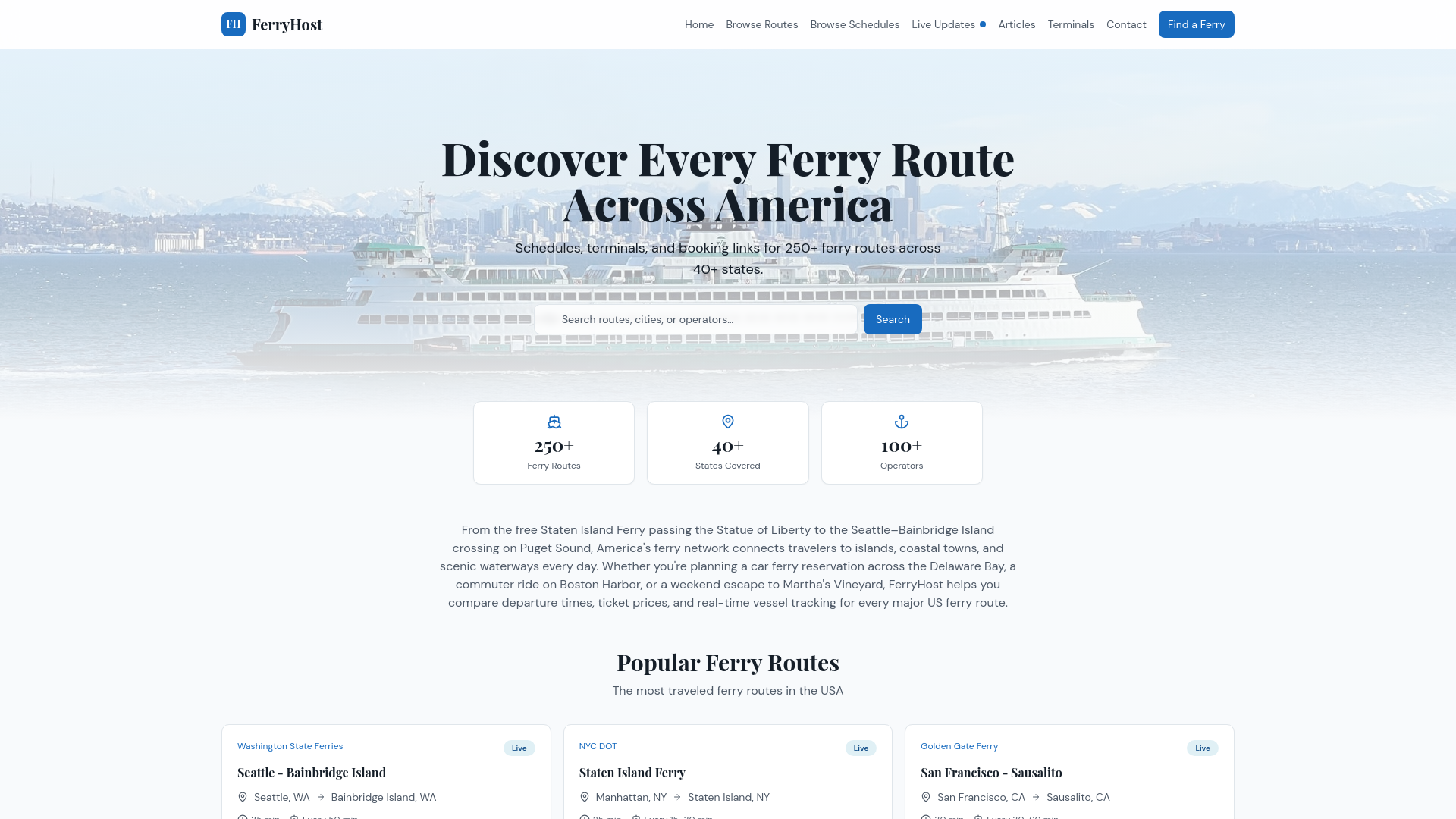 US Ferry Routes & Schedules 2026 - Tickets, Prices & Times | FerryHost