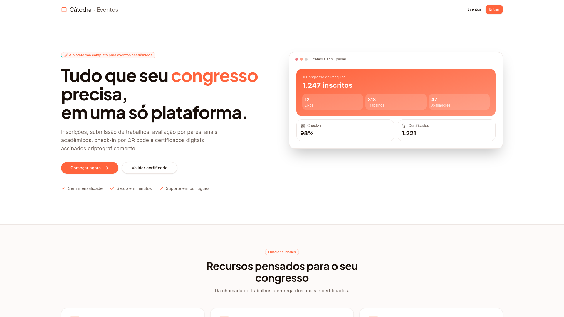 Cátedra · Eventos acadêmicos e profissionais