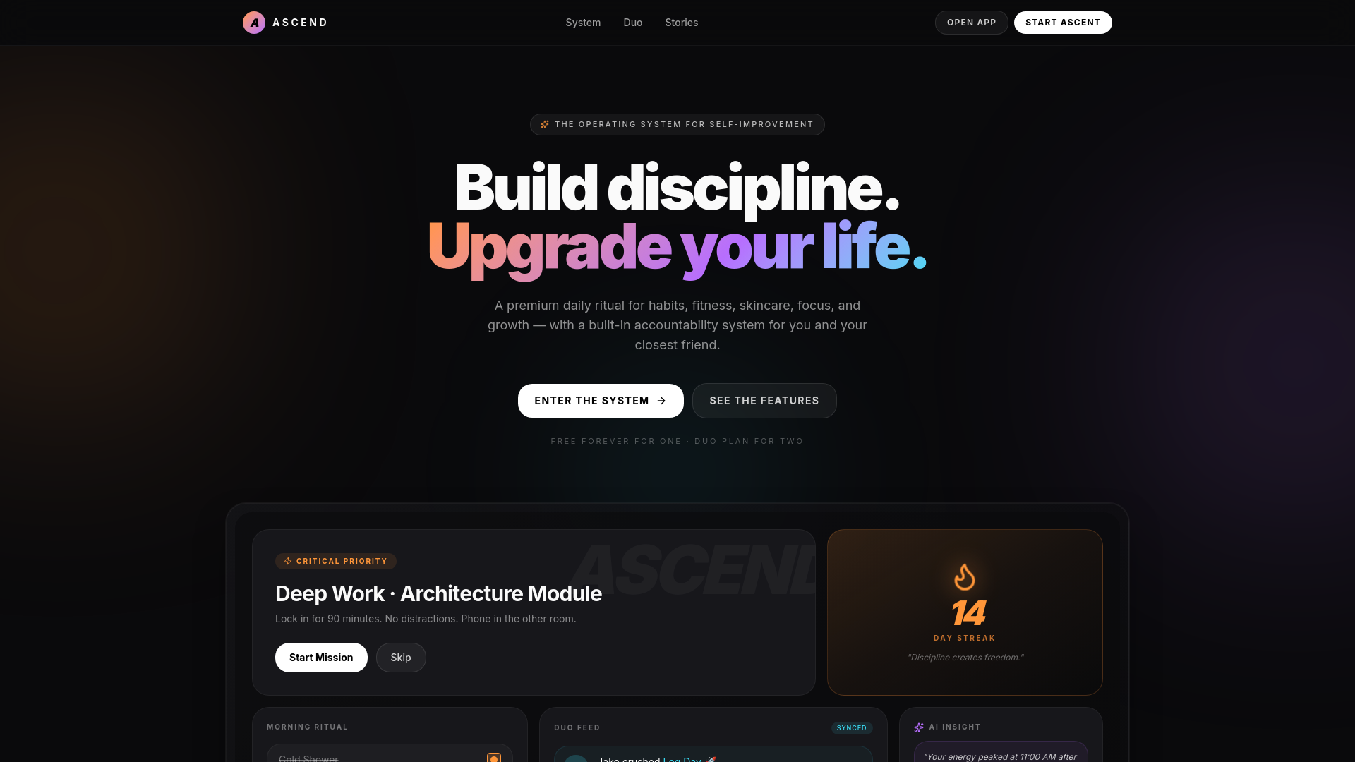 Ascend — Build discipline. Upgrade your life.