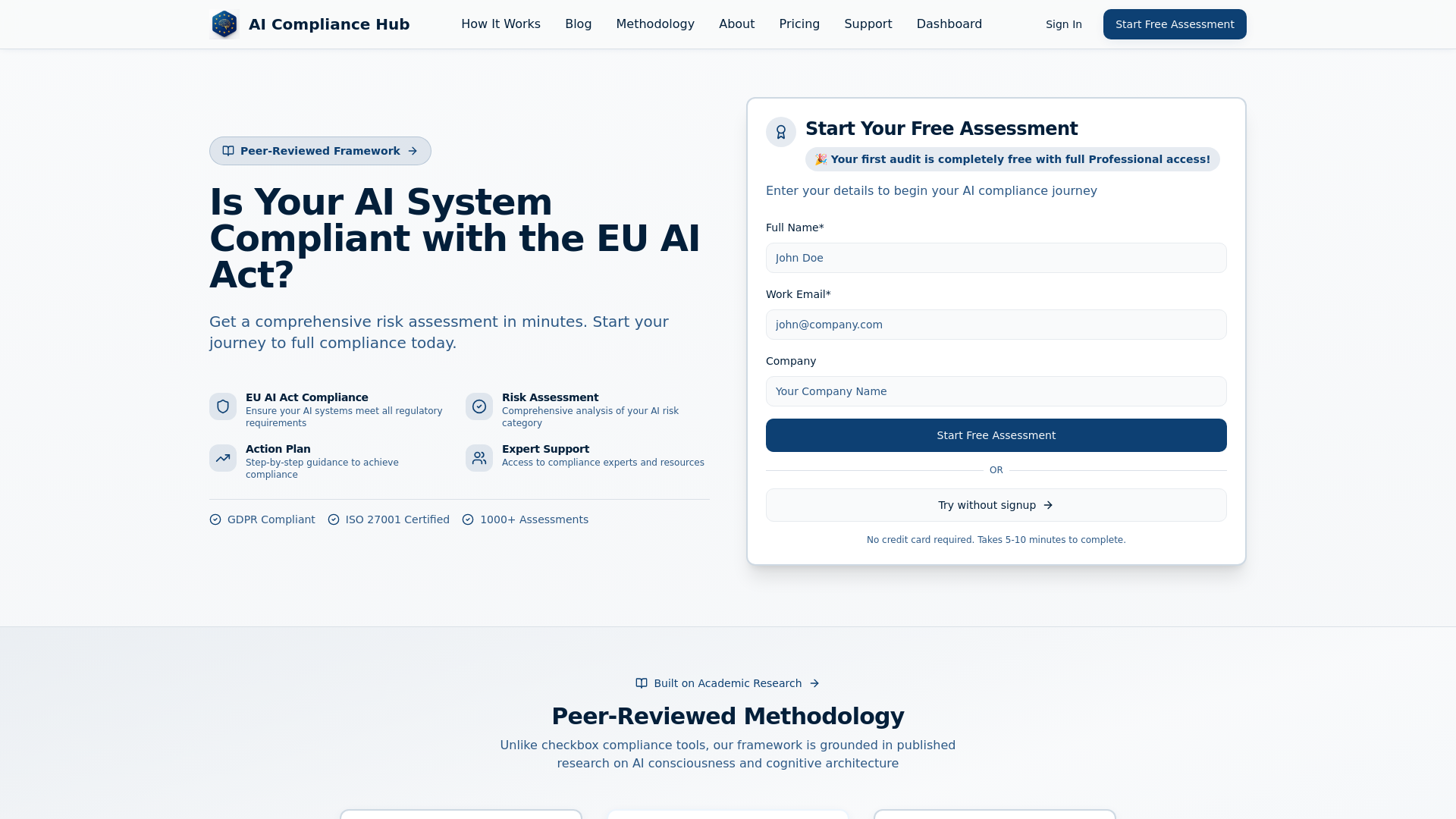 AI Compliance Hub - EU AI Act Risk Assessment Platform