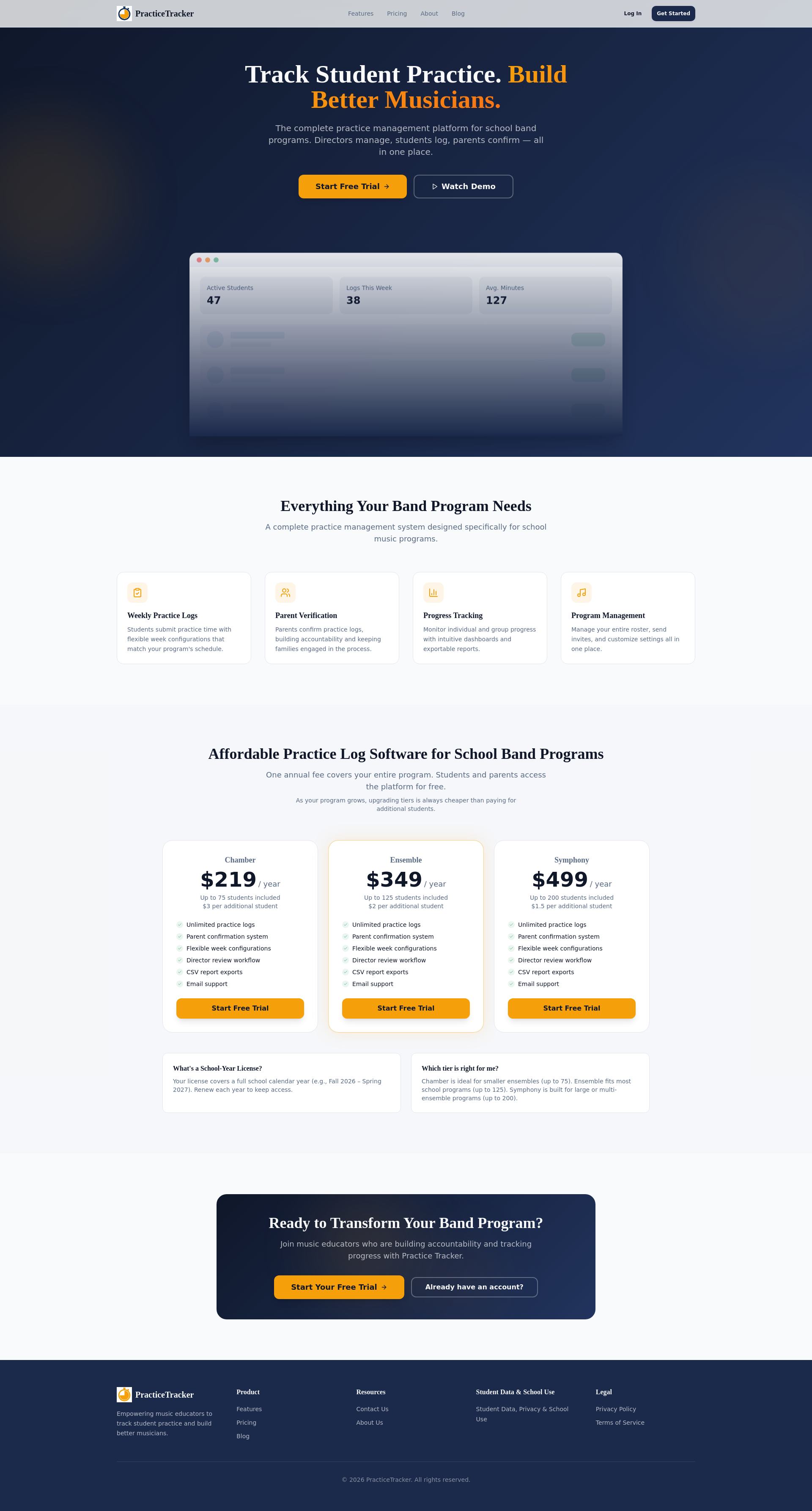 PracticeTracker – Track Student Practice for Band Programs