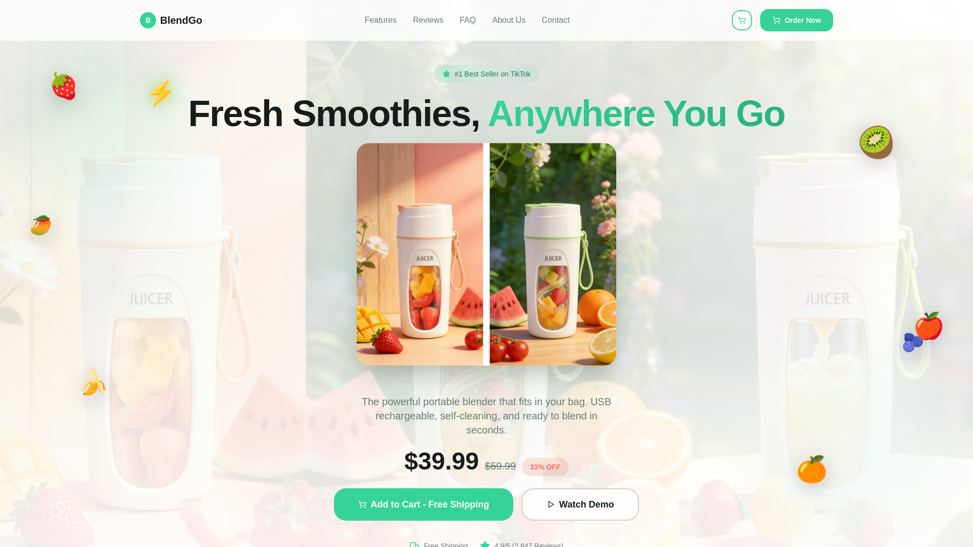 BlendGo - Portable Blender | Fresh Smoothies Anywhere