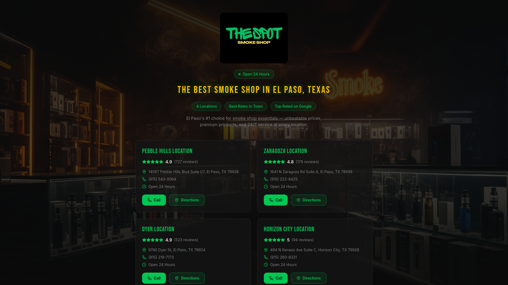 The Spot Smoke Shop | 24/7 Tobacco Shop in El Paso, TX