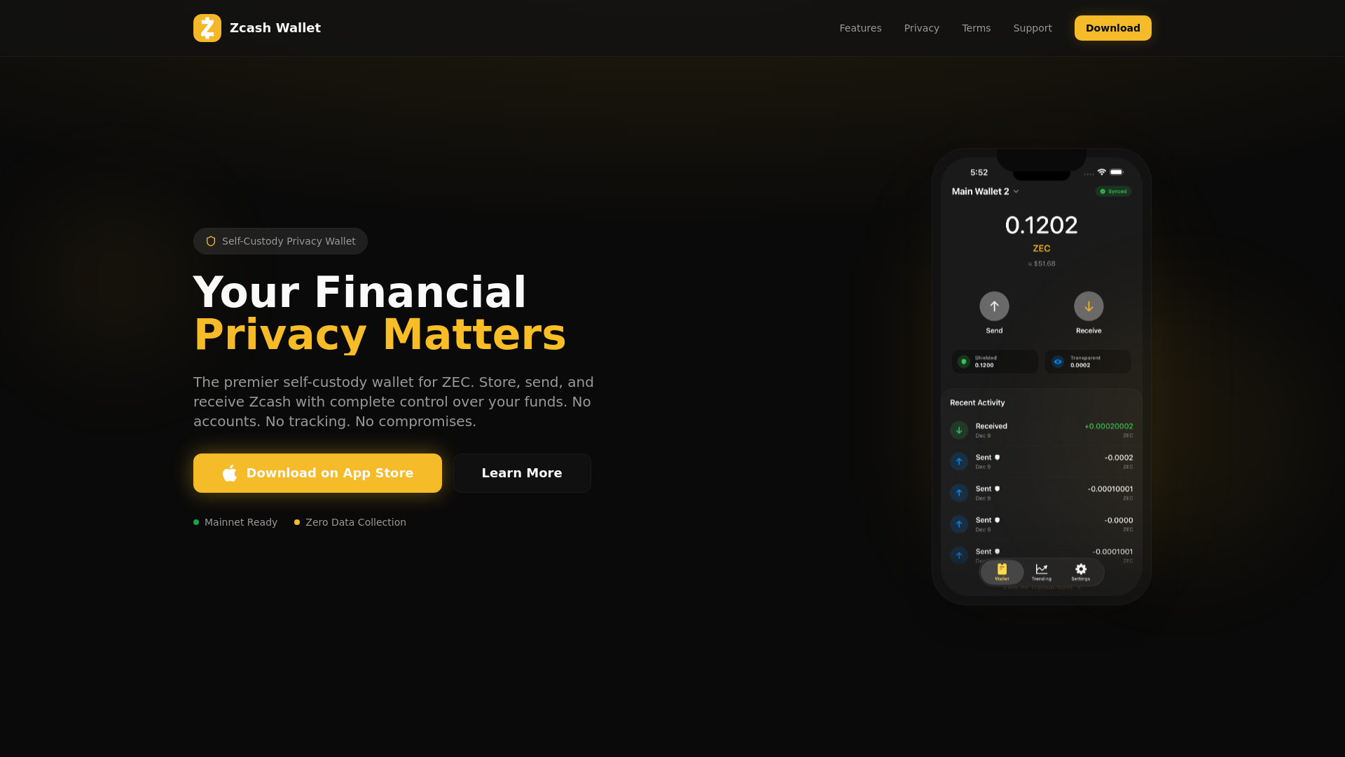 Zcash Wallet - Self-Custody ZEC Wallet for iOS