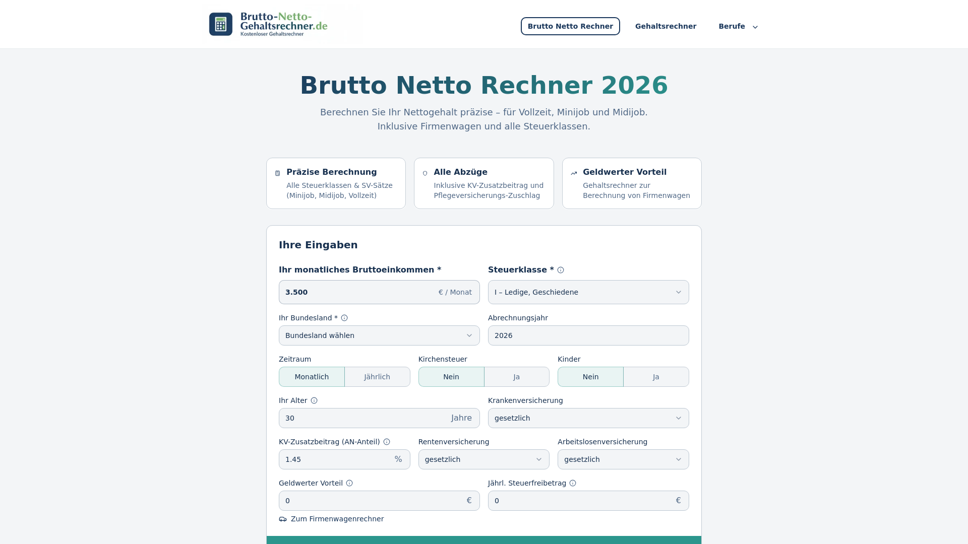 Bruttogehalt Rechner
