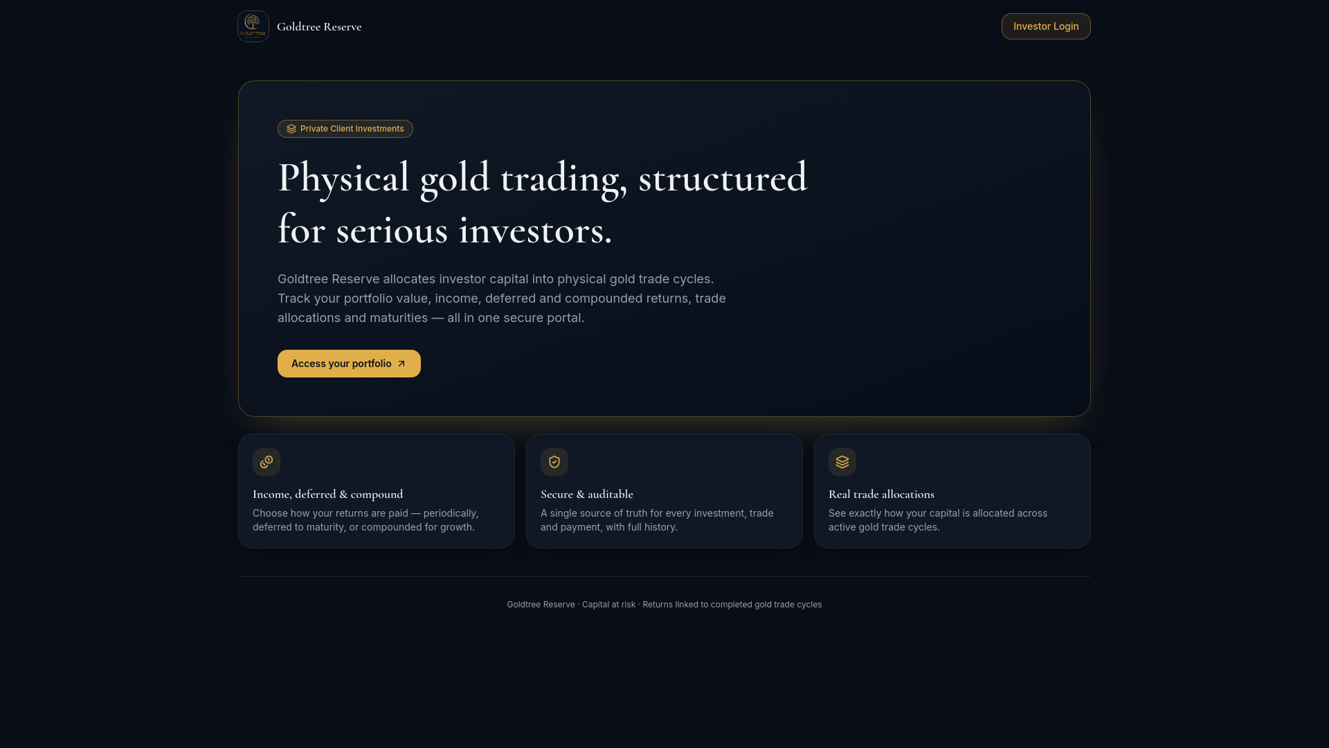 Investor Login — Goldtree Reserve
