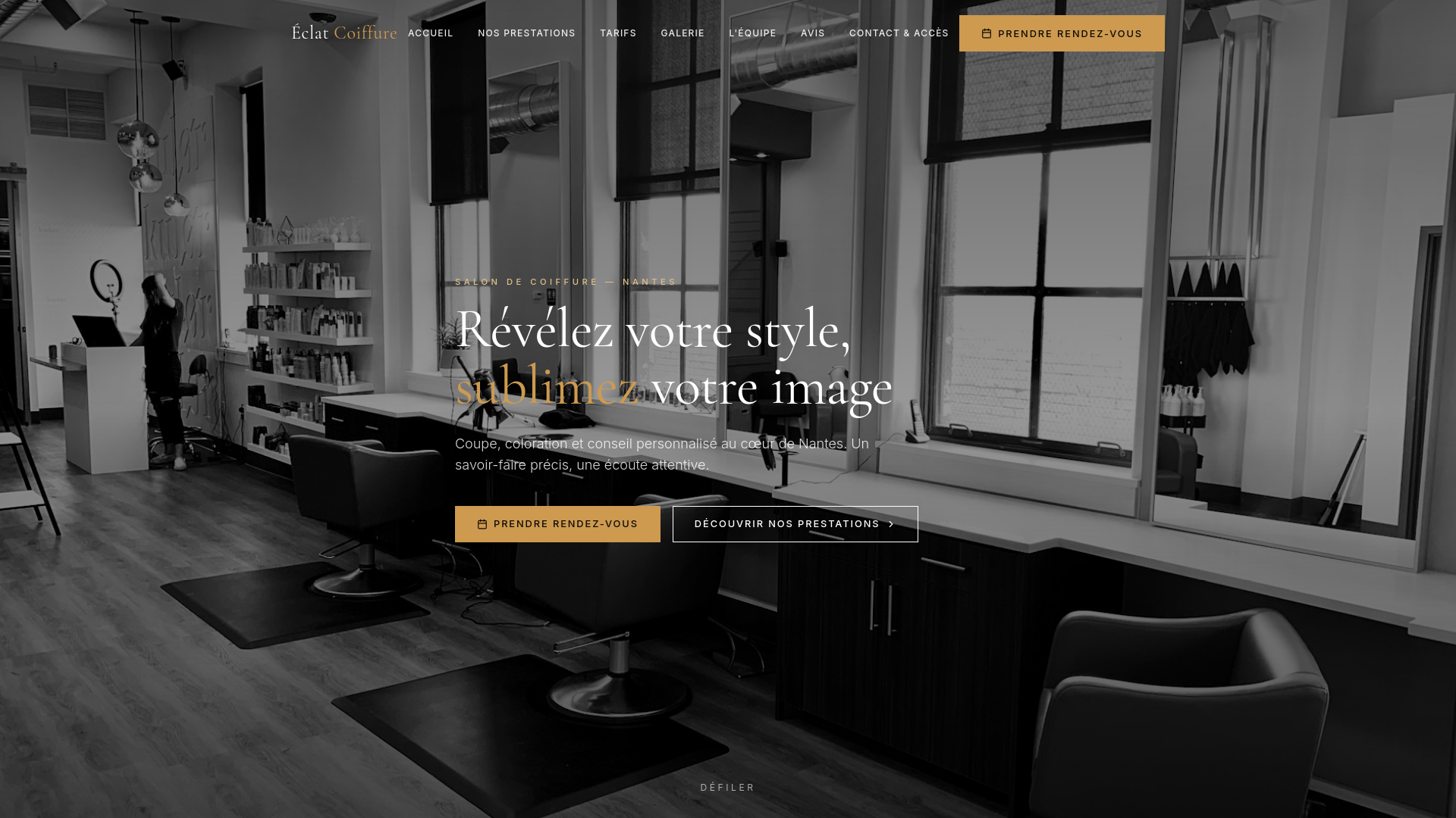Aperçu du site Éclat Coiffure