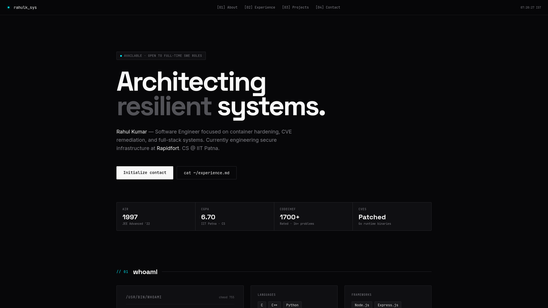 Rahul Kumar — Software Engineer & DevSecOps
