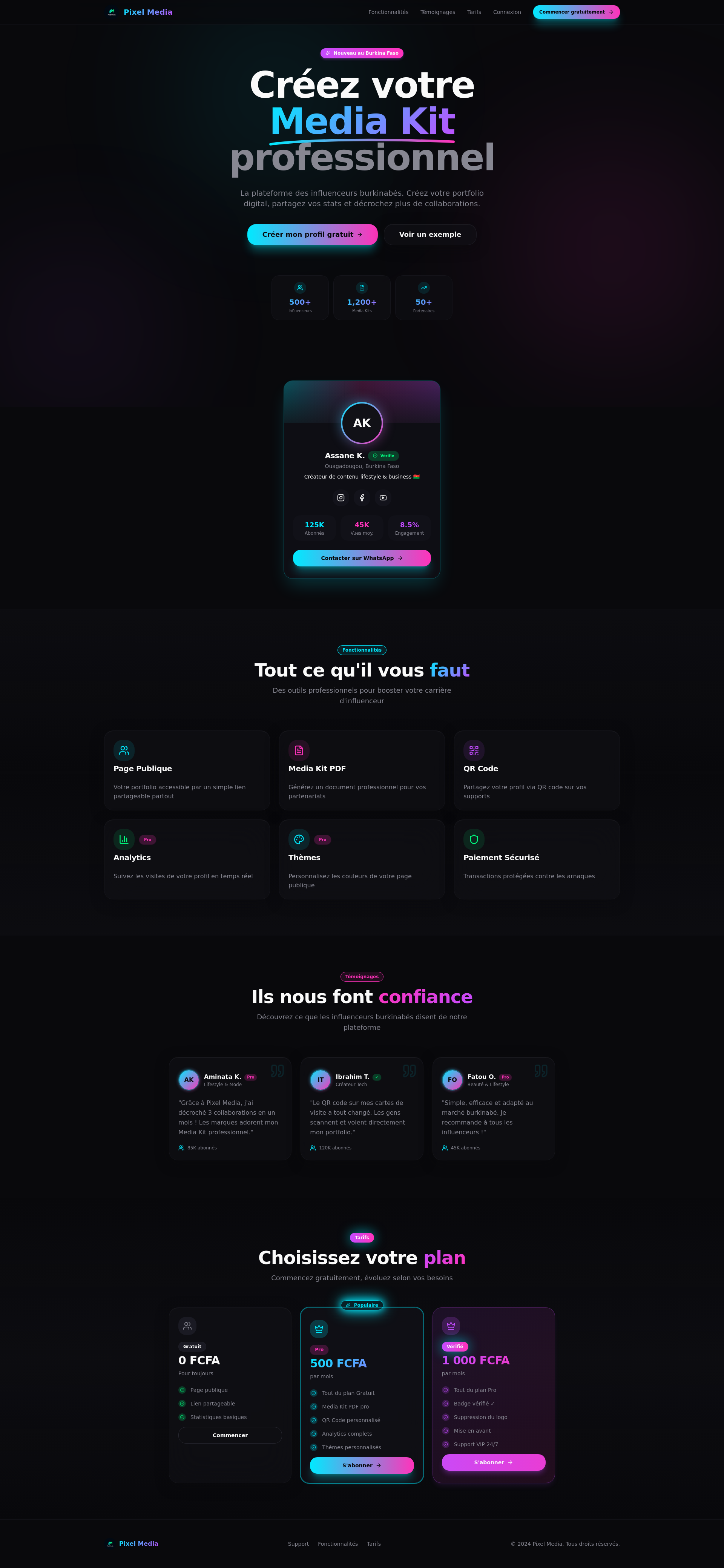 Pixel Media - Créez votre Media Kit d'Influenceur