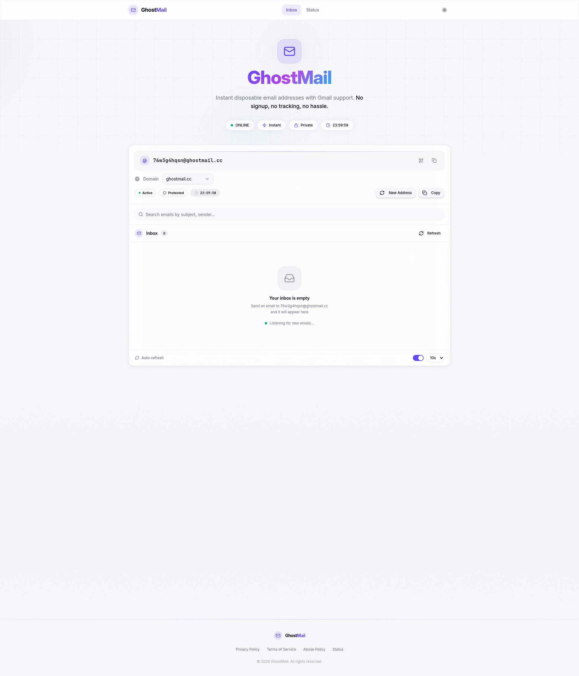 GhostMail — Free Disposable Email | Instant Temp Mail