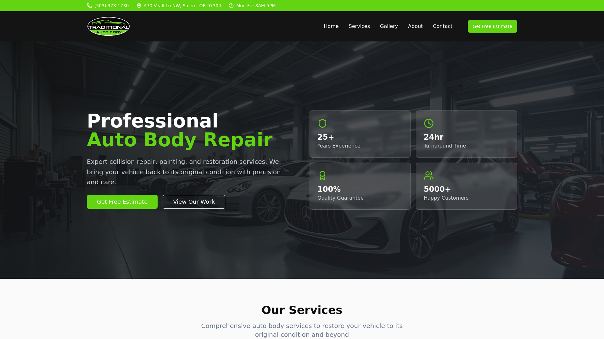 Traditional Auto Body & Paint repair shop photo 1