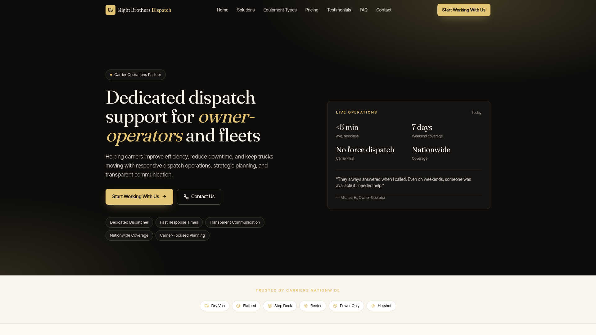 The First Dispatch Right Brothers Dispatch Services — Dedicated Dispatch for Carriers