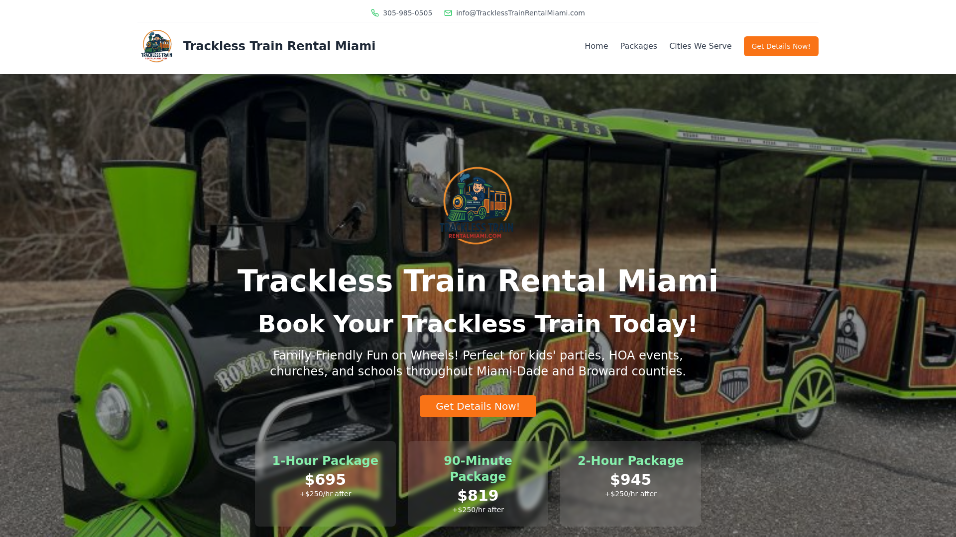 Trackless Train For Rent Trackless Train Rental Miami | Book a Train for Your Event