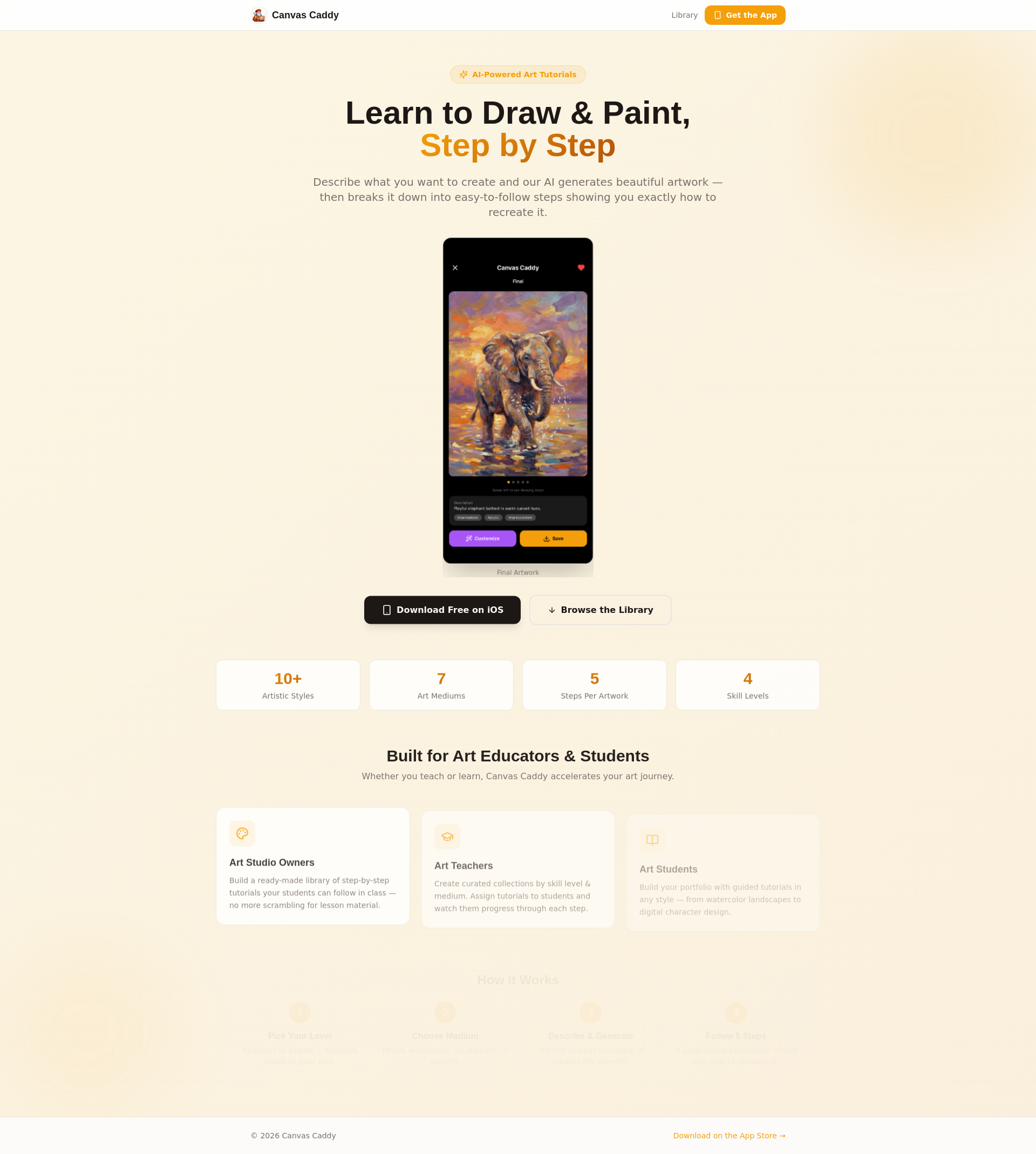 Canvas Caddy — AI Step-by-Step Art Tutorials