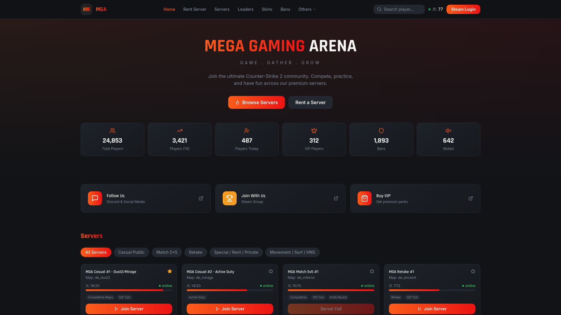 Mega Gaming Arena - CS2 Community Platform