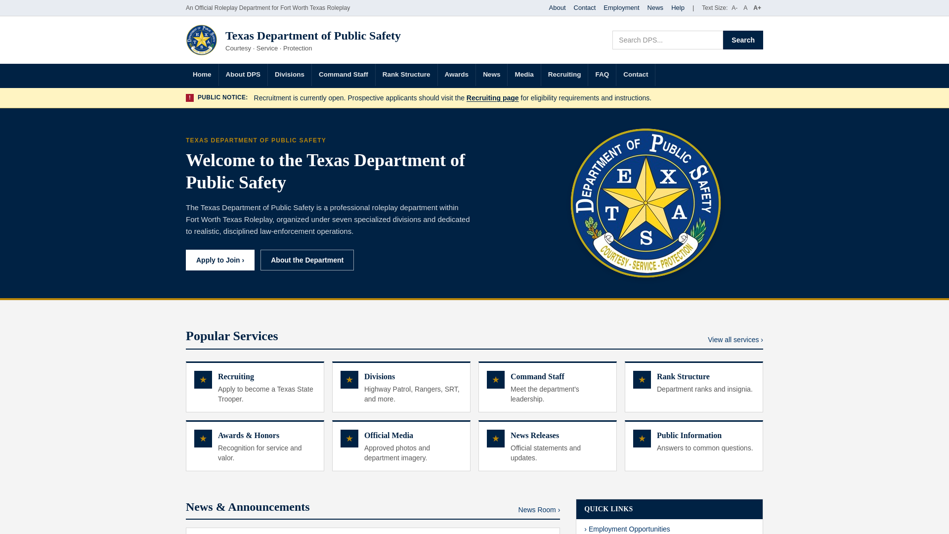 Rank Structure — Texas DPS