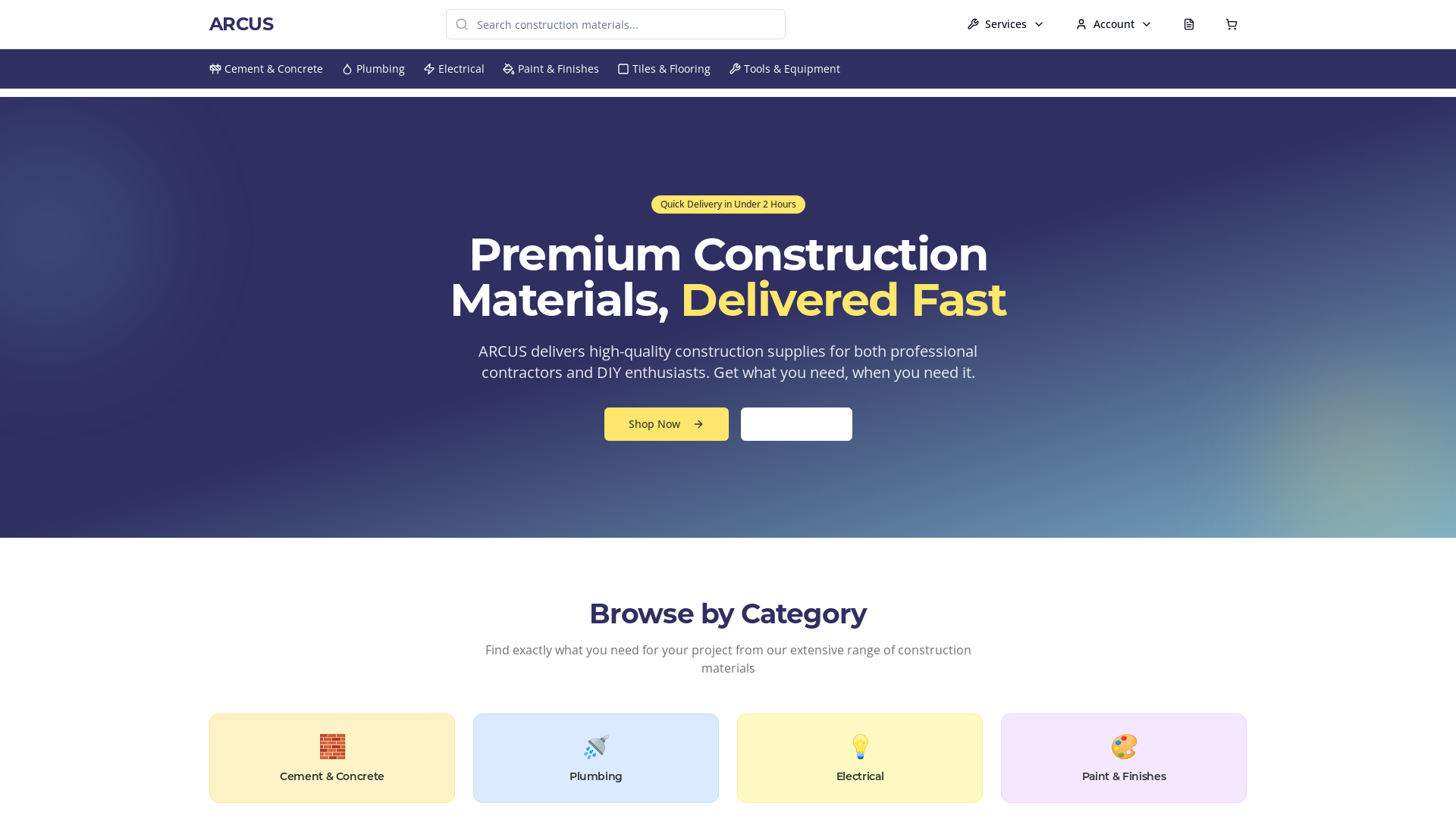 Modern Construction Materials Quick-commerce Platform