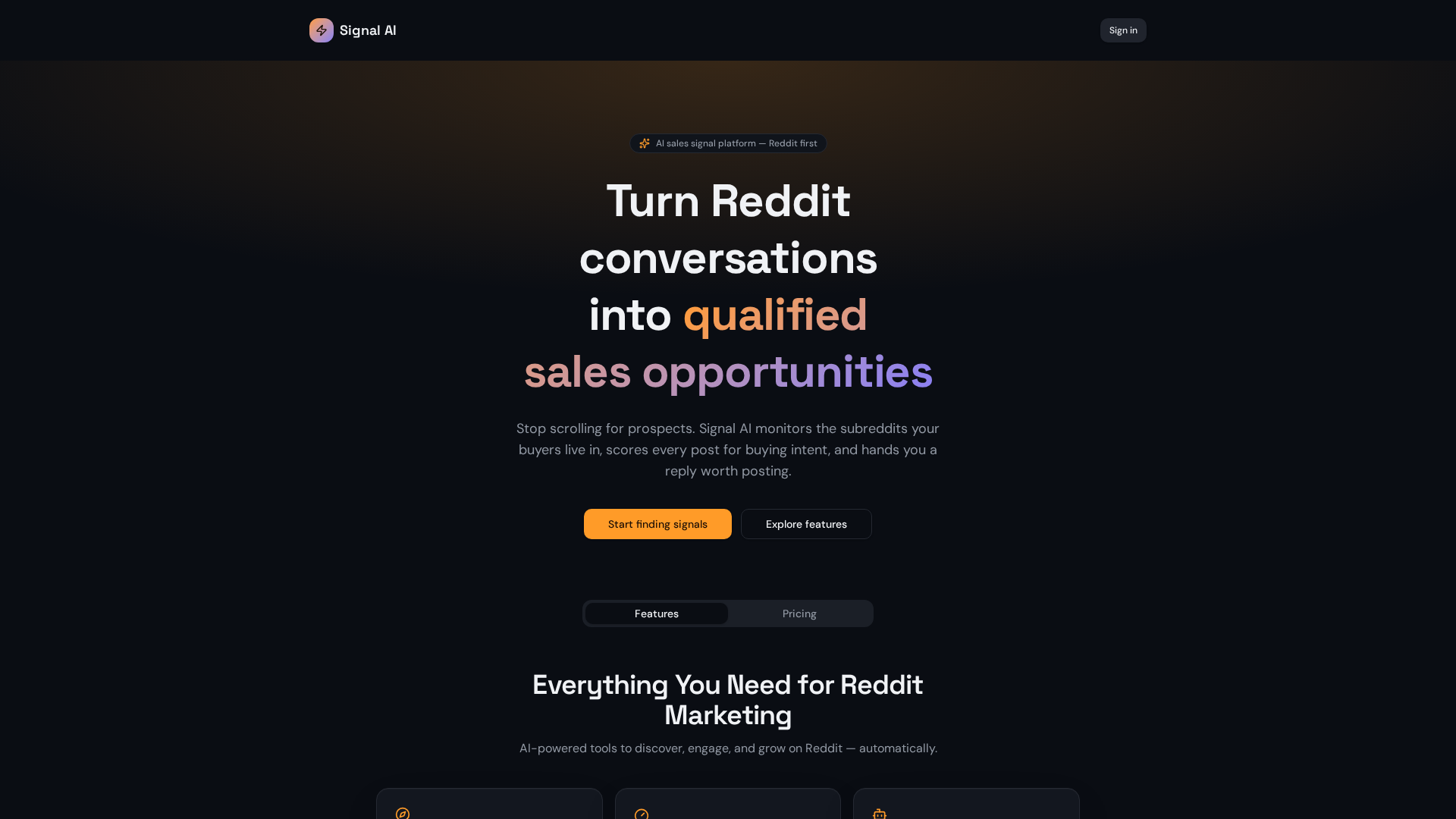 Reddit Signal AI — Turn Reddit into qualified pipeline
