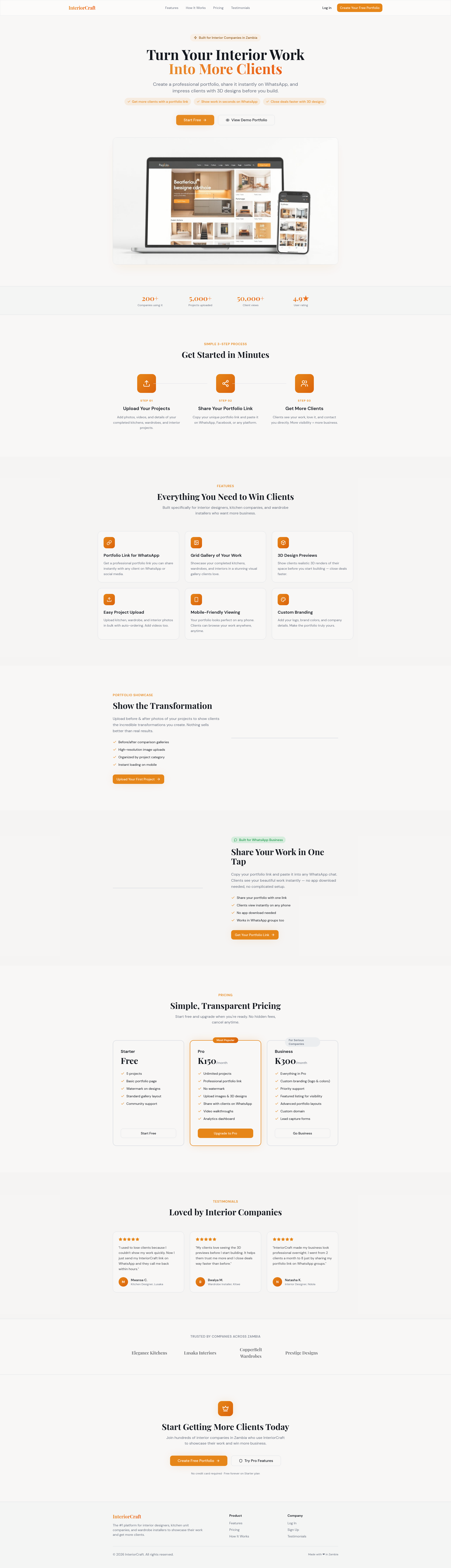 InteriorCraft — Portfolio & CRM for Construction & Interior Companies